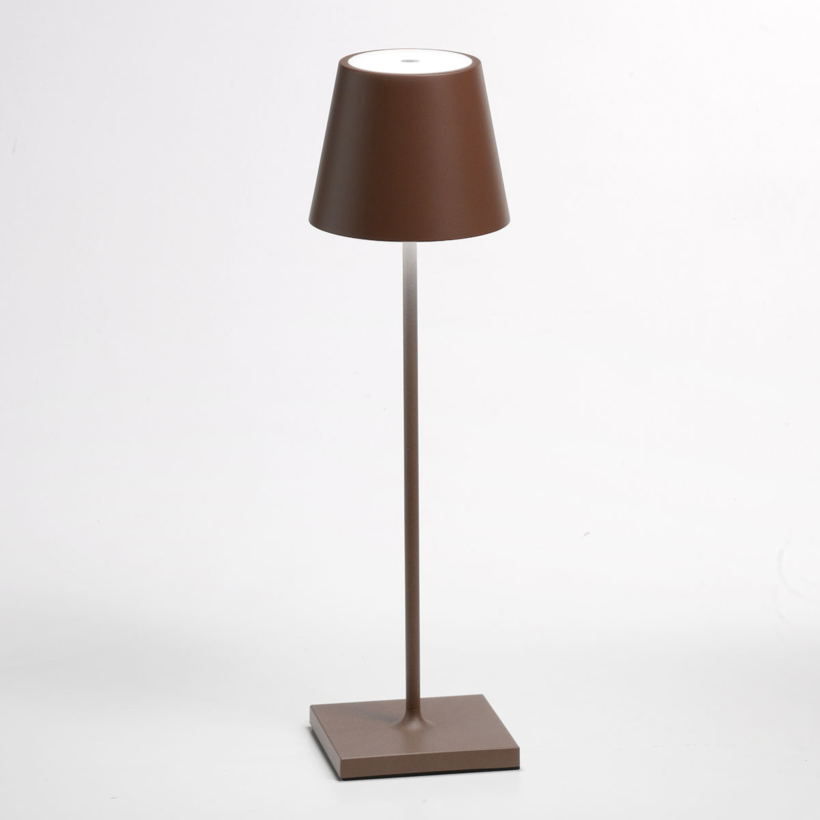 LED-bordslampa Poldina, batteri, portabel, brun