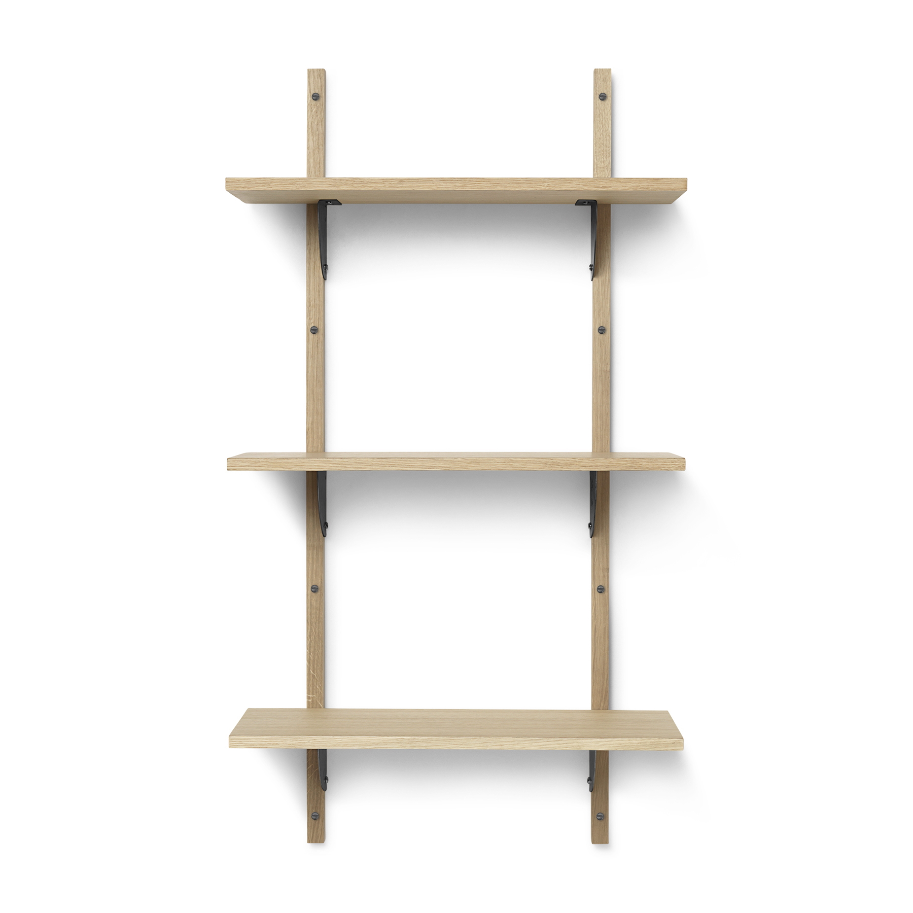 Vägghylla Sector Shelf Triple Narrow Ek/ svart mässing