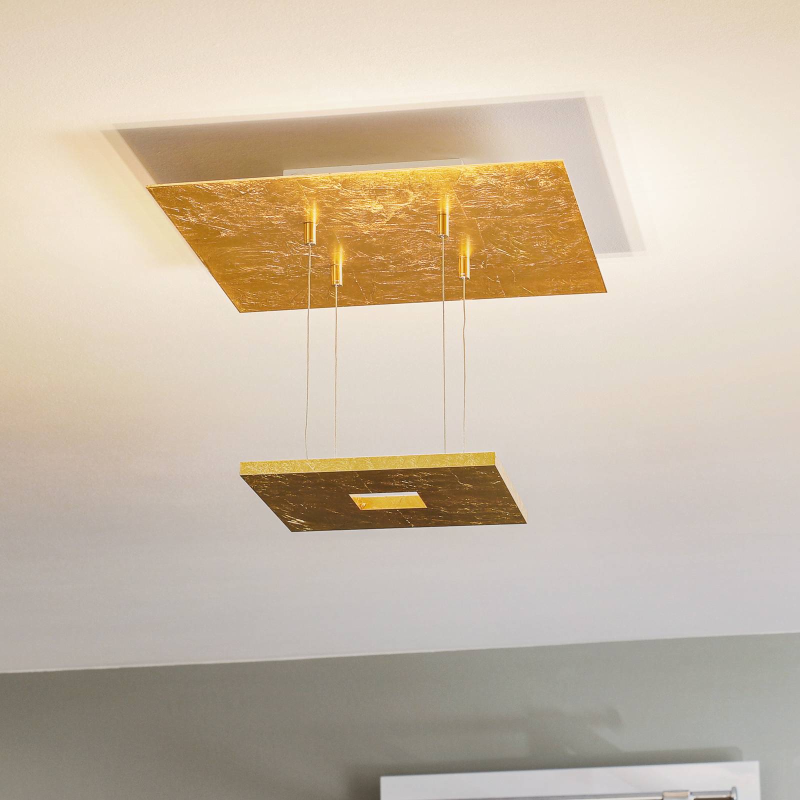 Escale Zen - bladguldtaklampa med LED