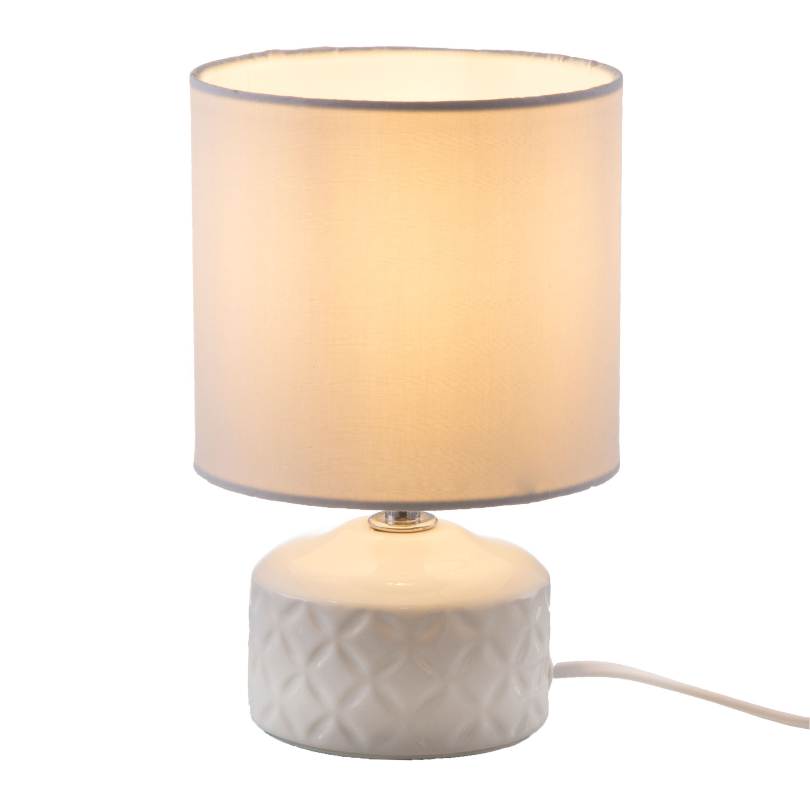 Bordslampa Jon med keramikfot, vit
