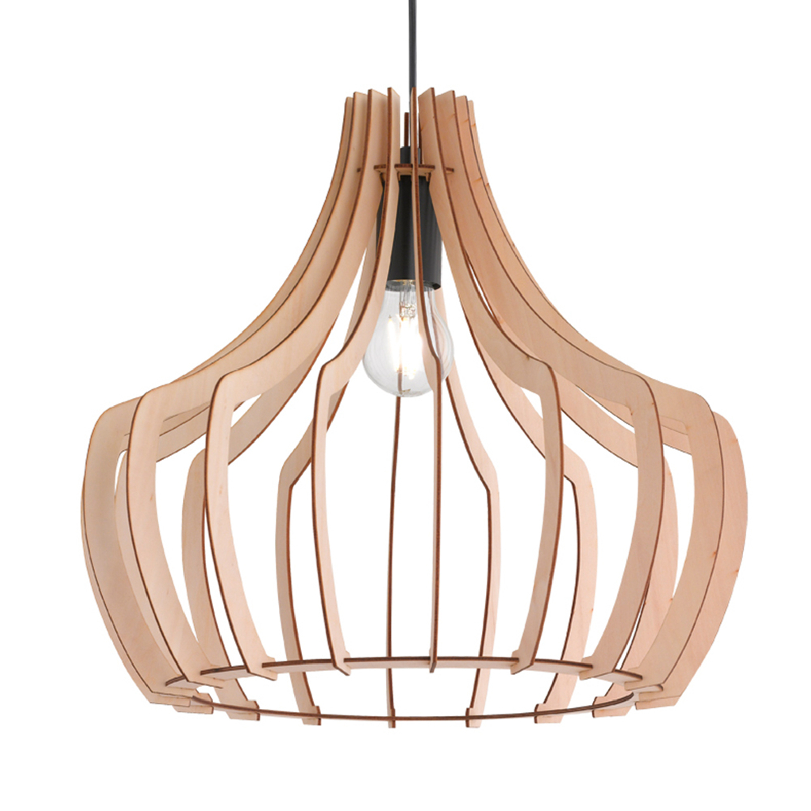 Wood - trä-hänglampa i lamelldesign