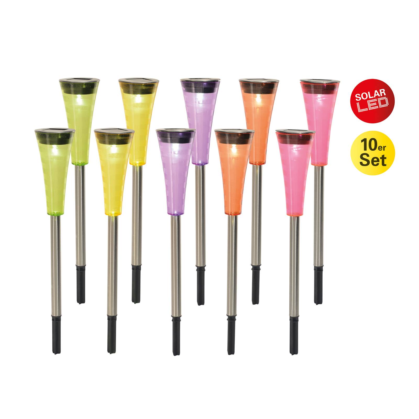 Dekorativ LED-solcellslampa 4180702 färgad 10-pack
