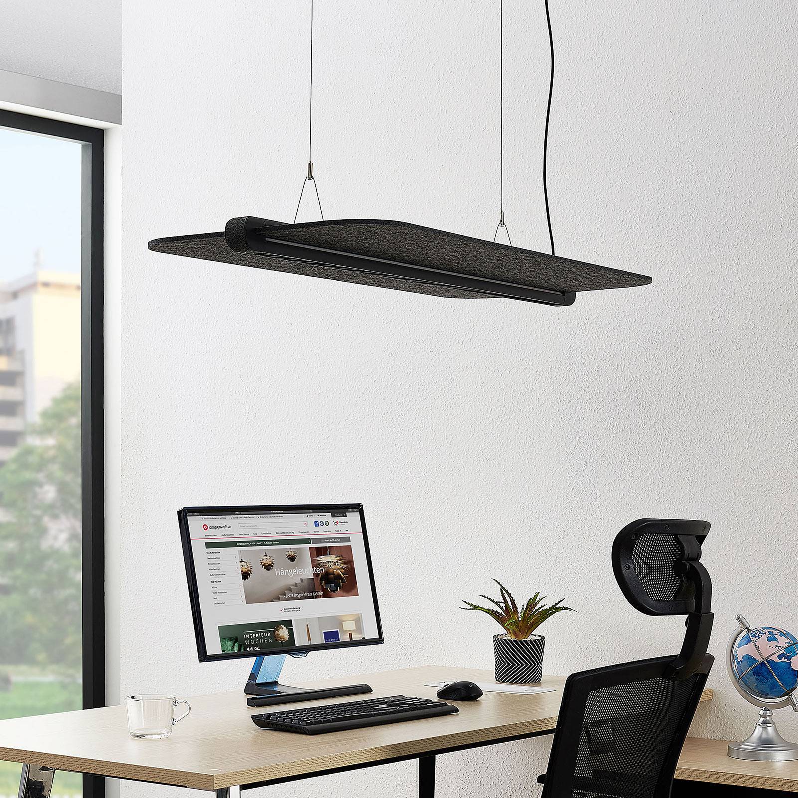 Arcchio Ameir LED-kontorshänglampa, filt grå