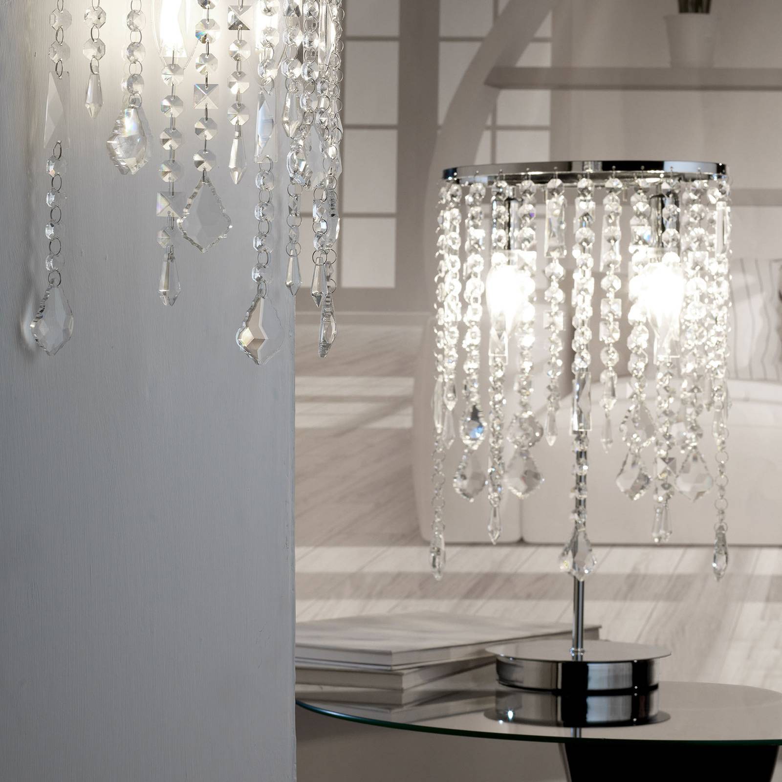 Bordslampa Laila med kristallhänge 2 lampor