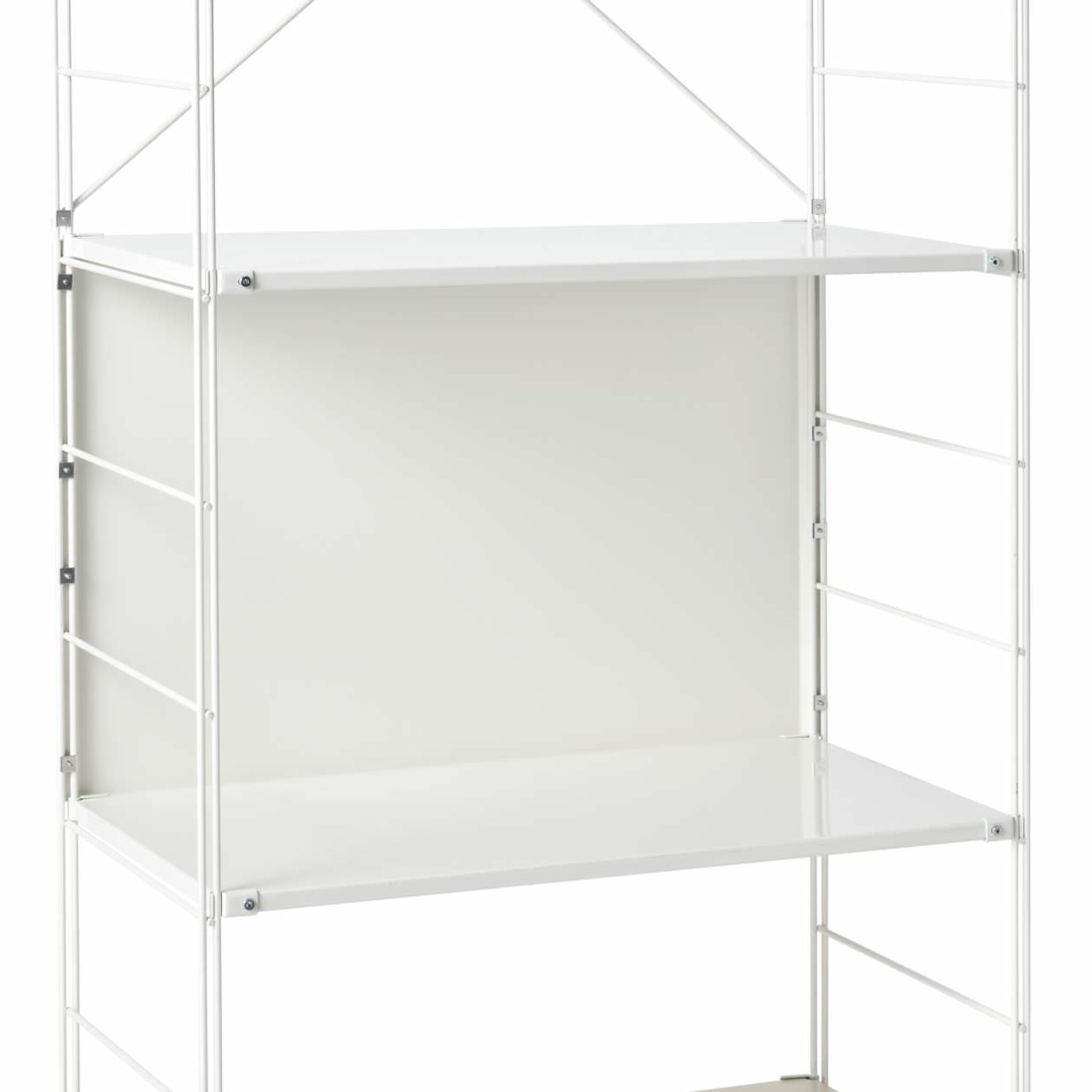 Hyllenhet I Stål - Stor Bakpanel - Ljusgrått (3 Fack), 56 cm