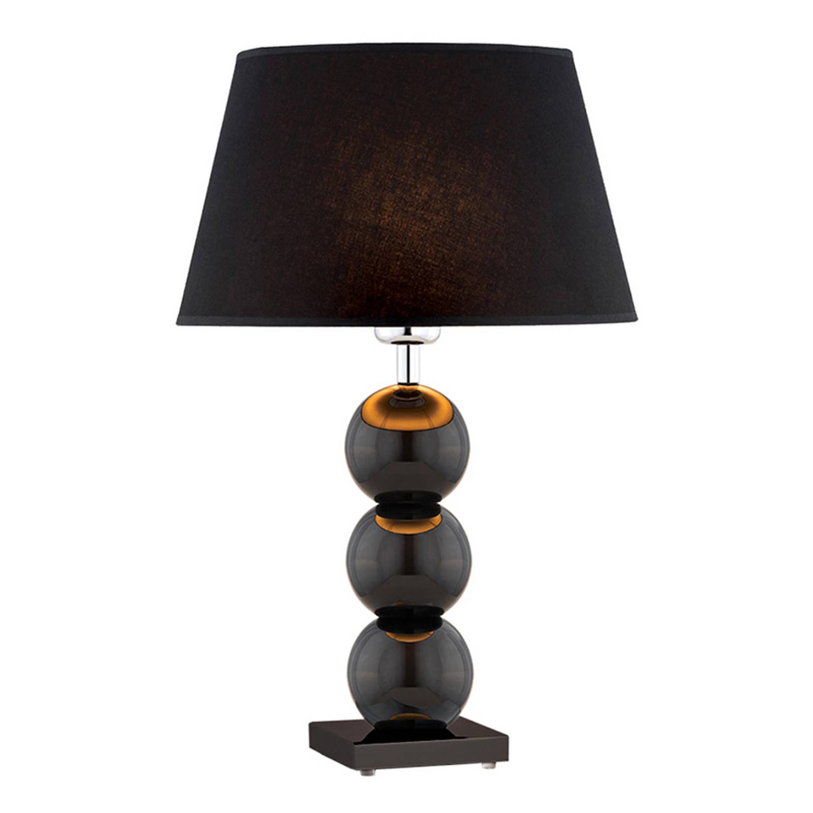 Textilbordslampa Fulda, glasdekor, svart