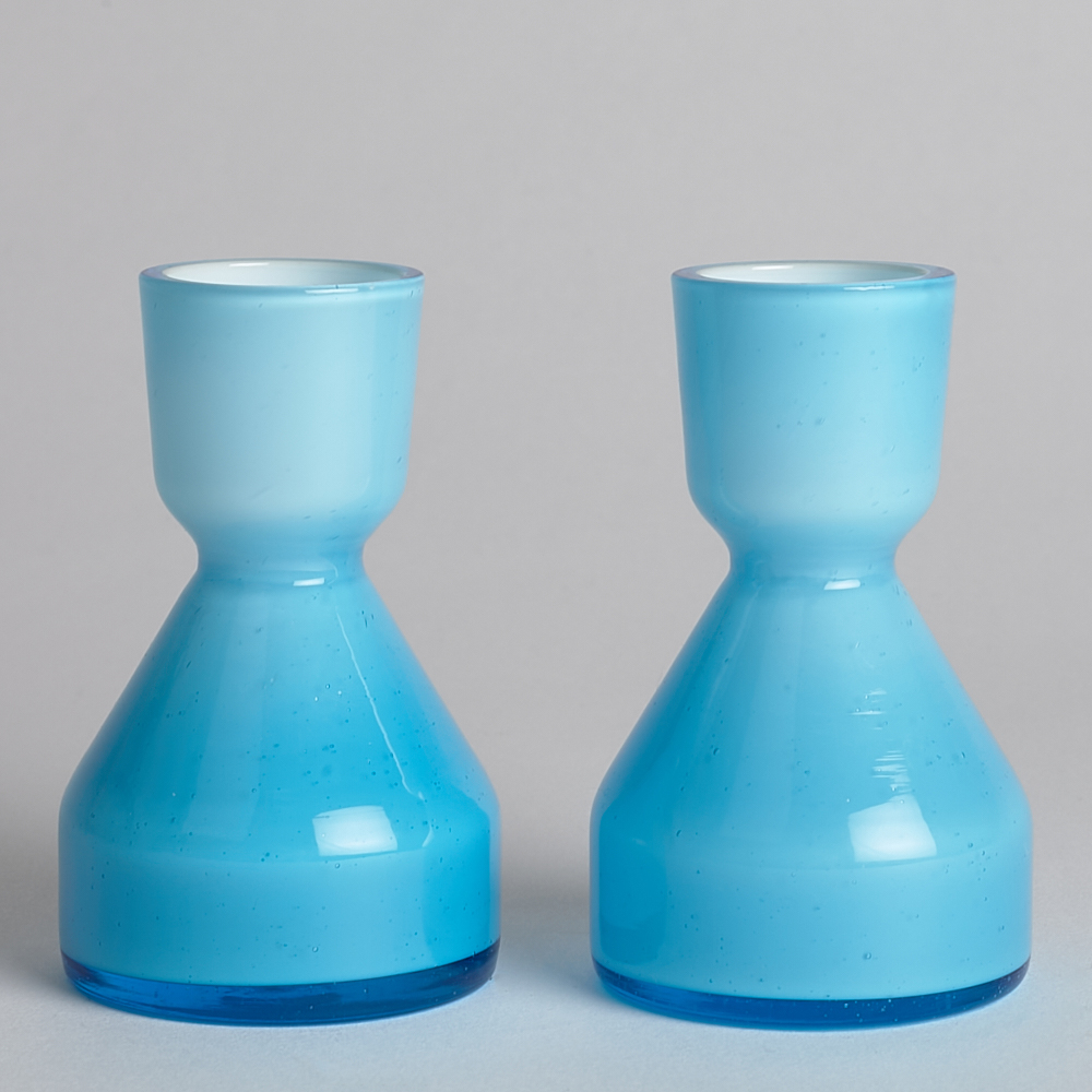 Vintage - SÅLD Blå Glas Vas 1 par