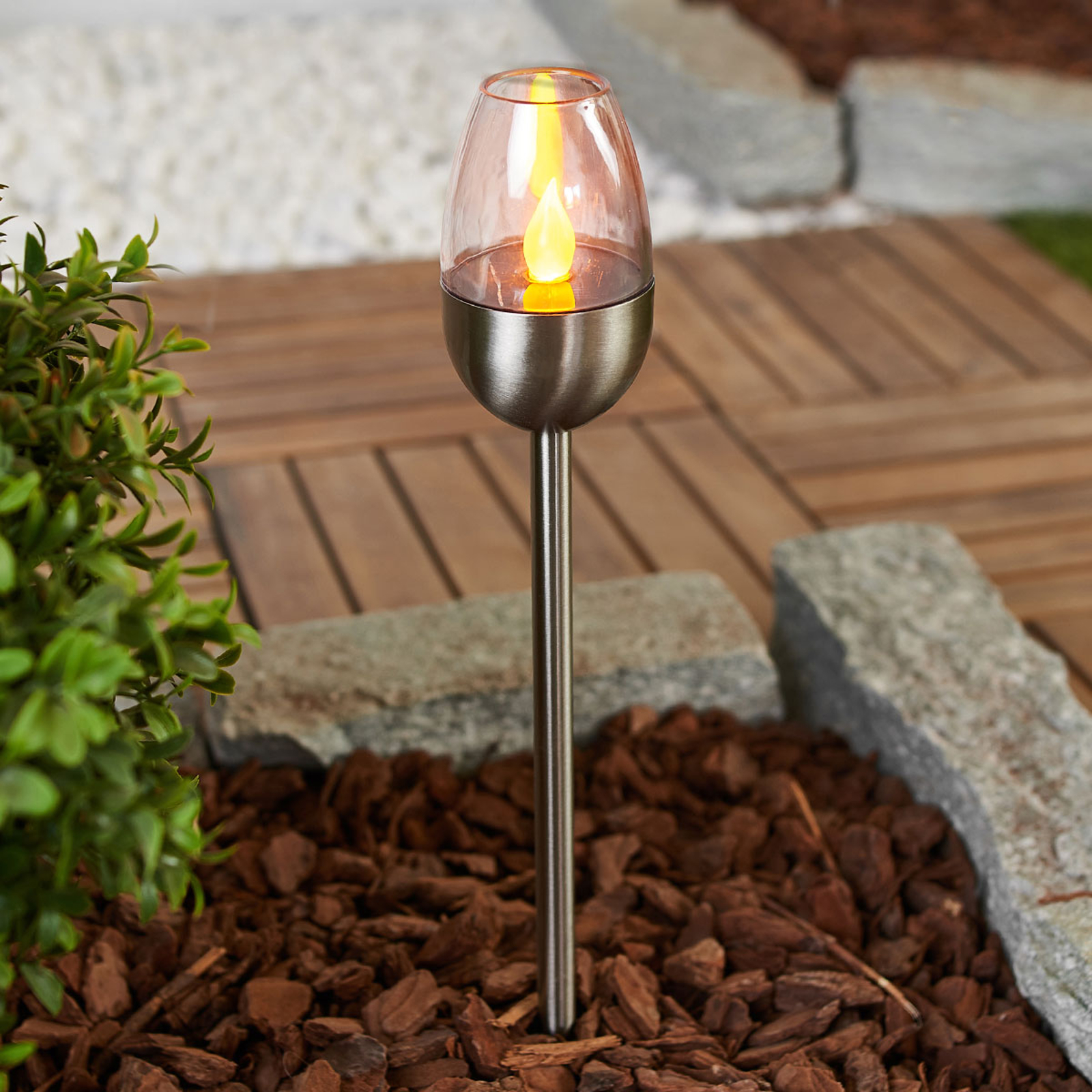 Ädel LED-solarlampa Lugin i rostfritt stål, 3 st