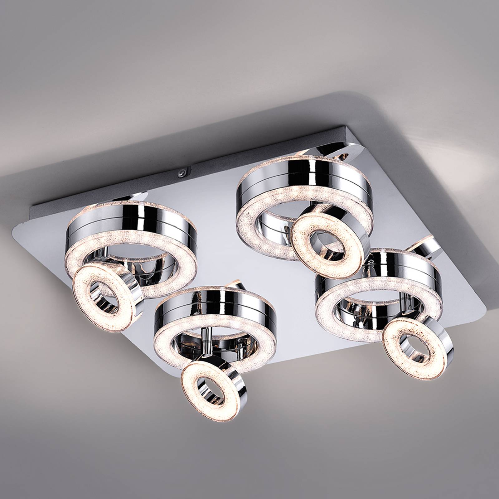 Kvadr. LED-taklampa Tim med 8 ringar