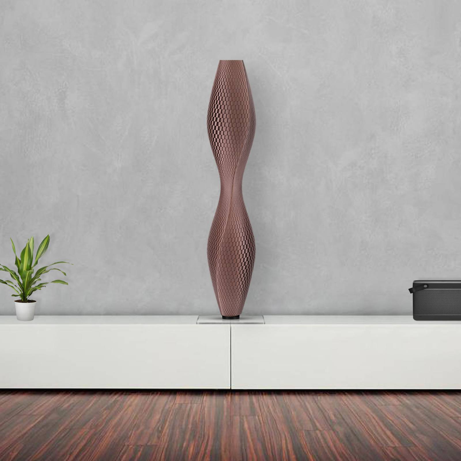 LED-golvlampa Flechtwerk Lava, 75 cm koppar
