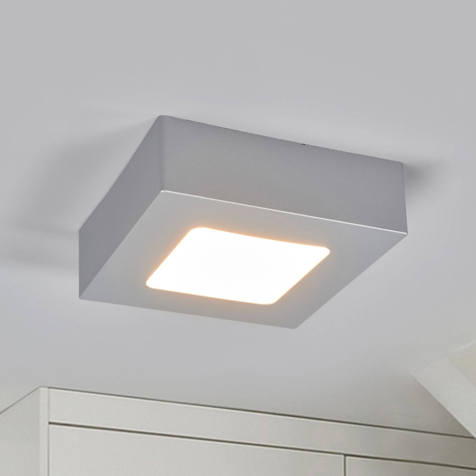 LED-taklampa Marlo silver 3000K kantig 12,8 cm