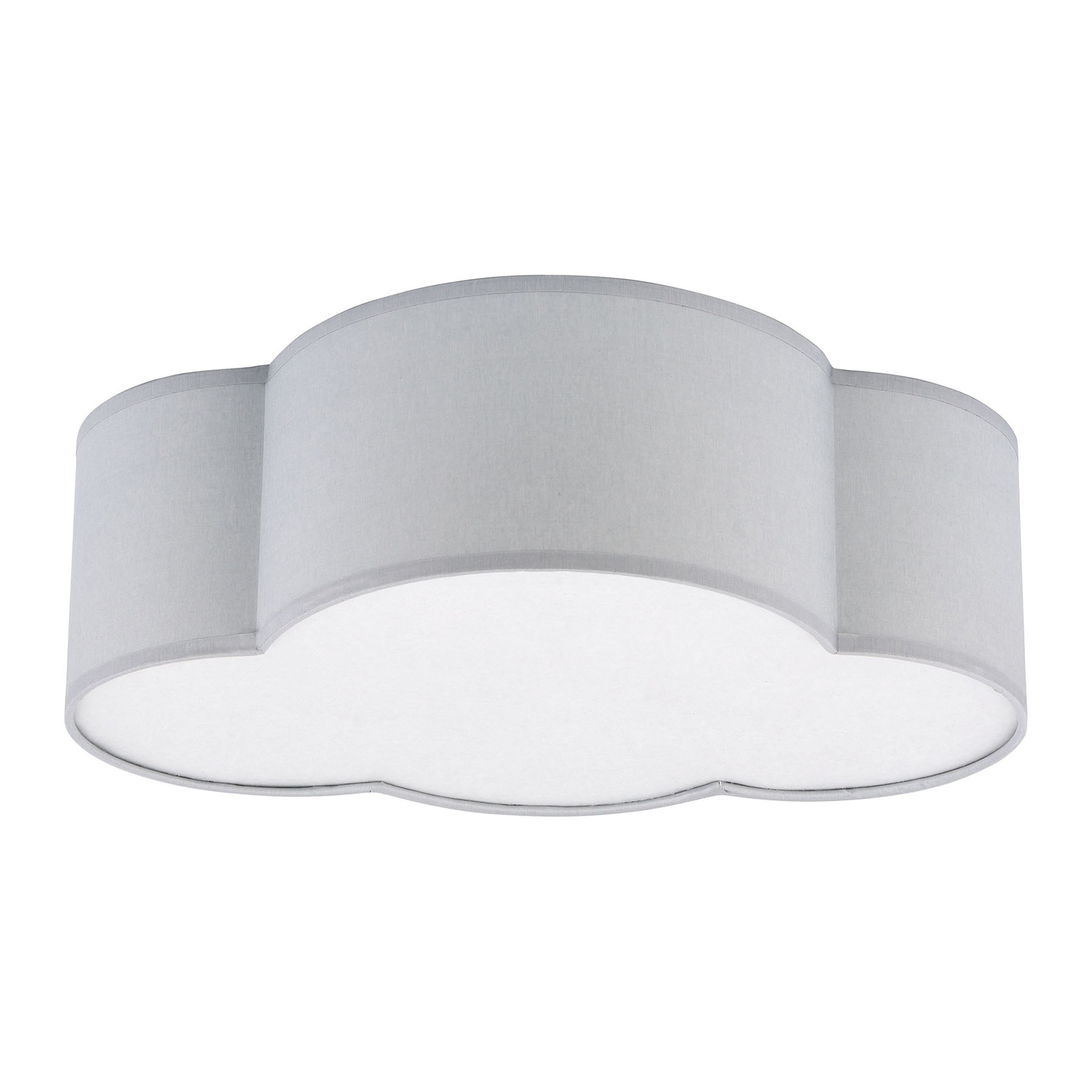 Taklampa Cloud av textil, längd 41 cm, grå