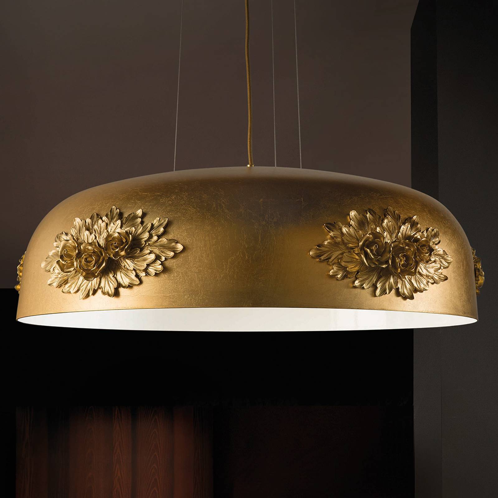 LED-hänglampa Dame med bladguld 80 cm