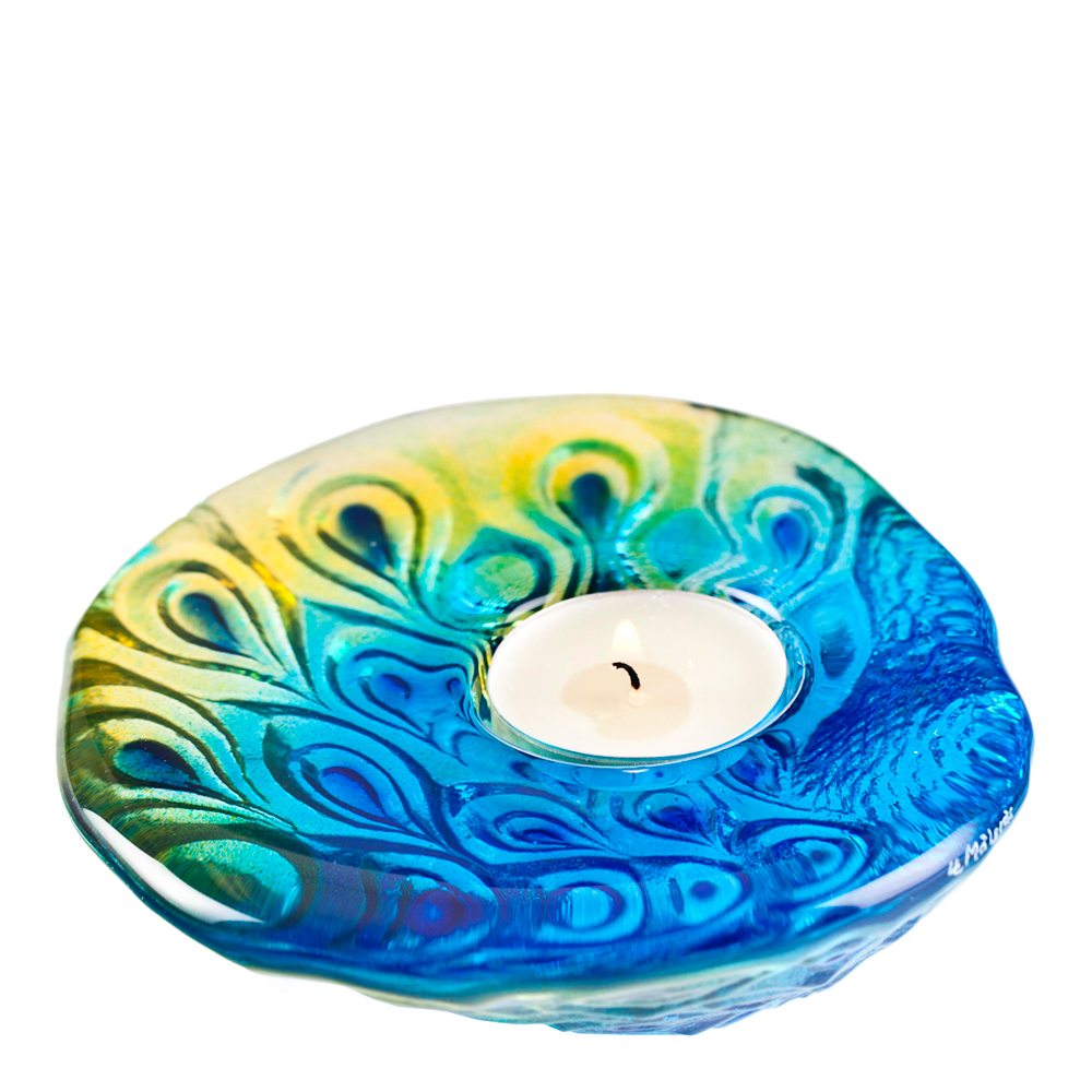 Målerås Glasbruk - Påfågel Ljuslykta Ø14 cm Grön