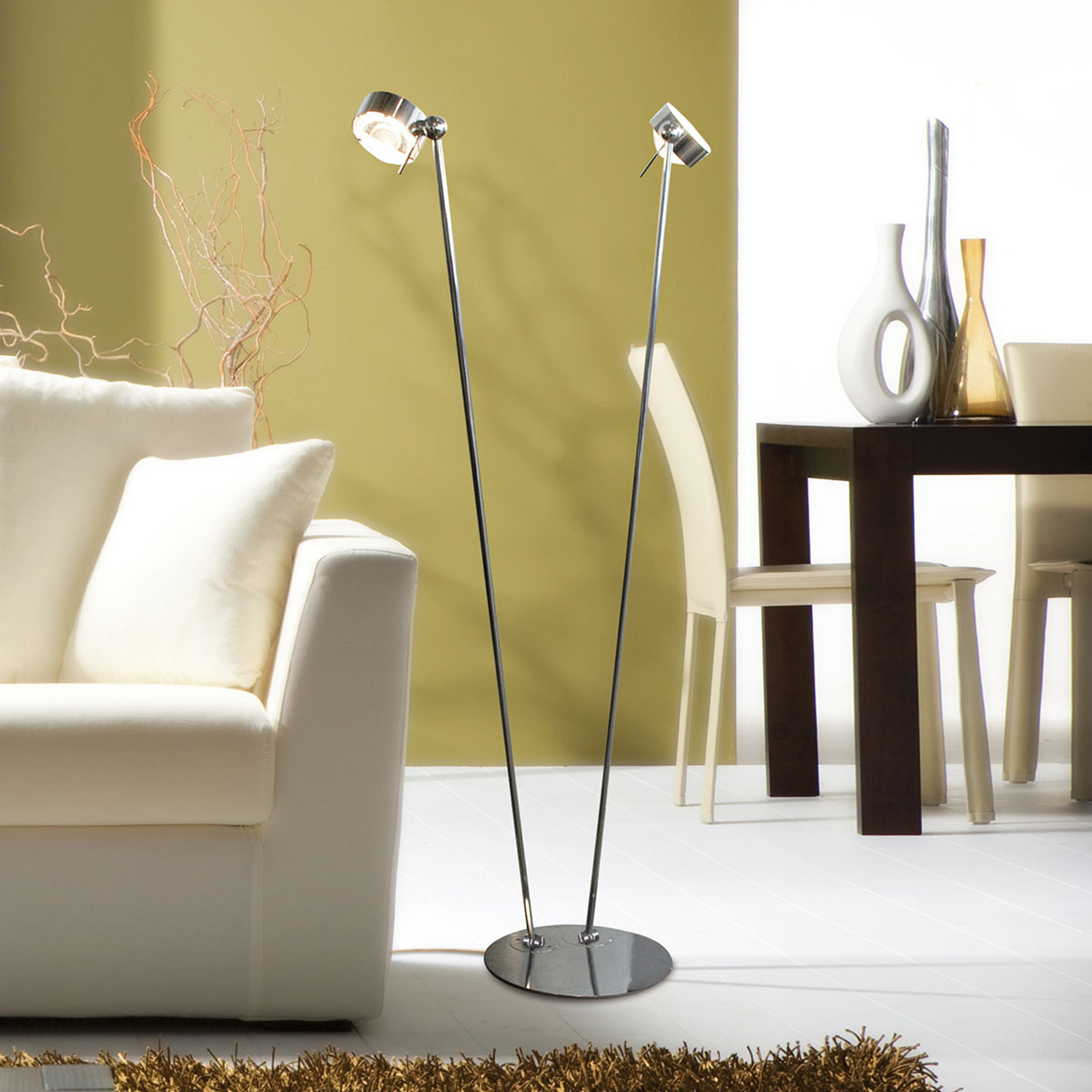 Flexibel golvlampa PUK FLOOR, matt krom