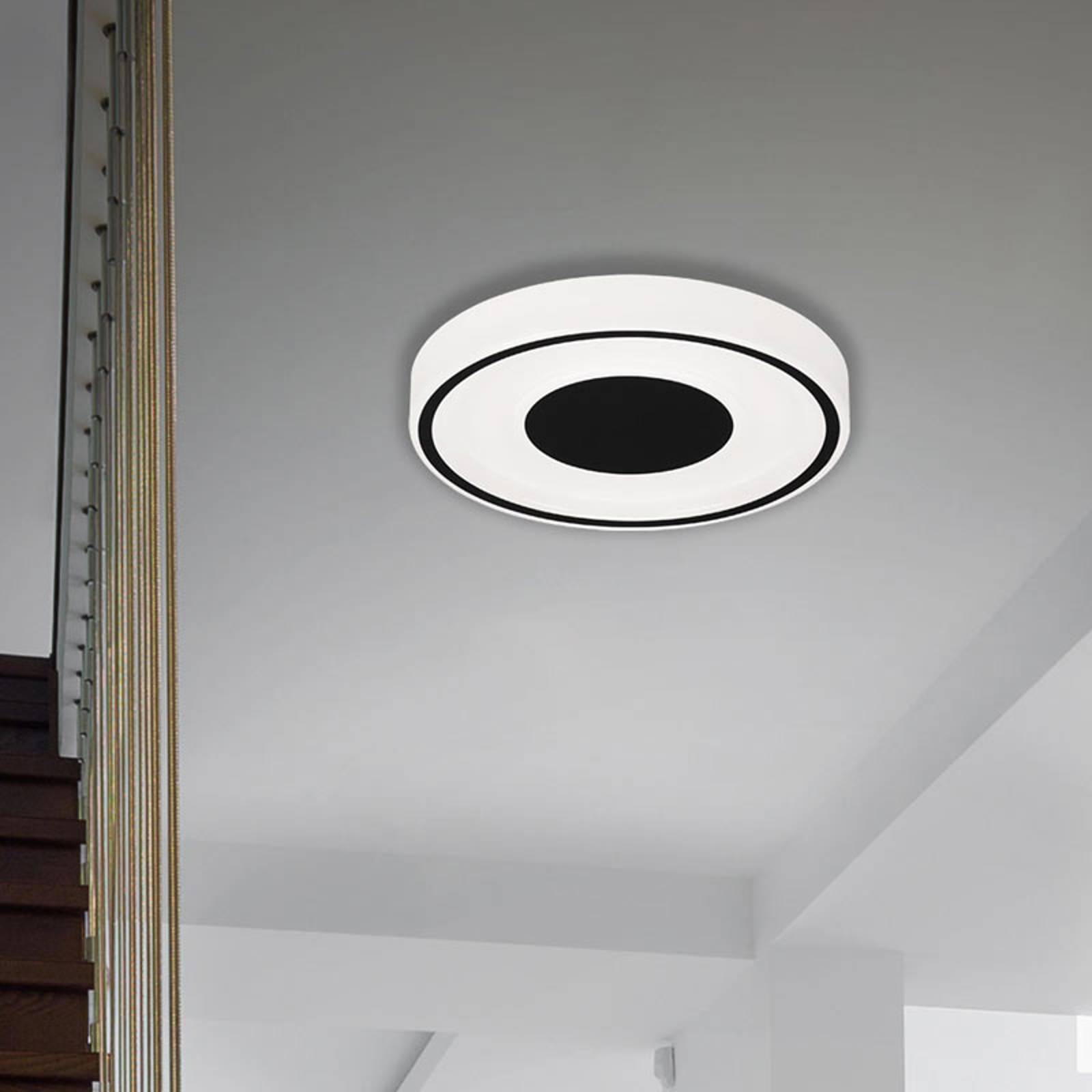 LED-taklampa Bricks, rund, svart