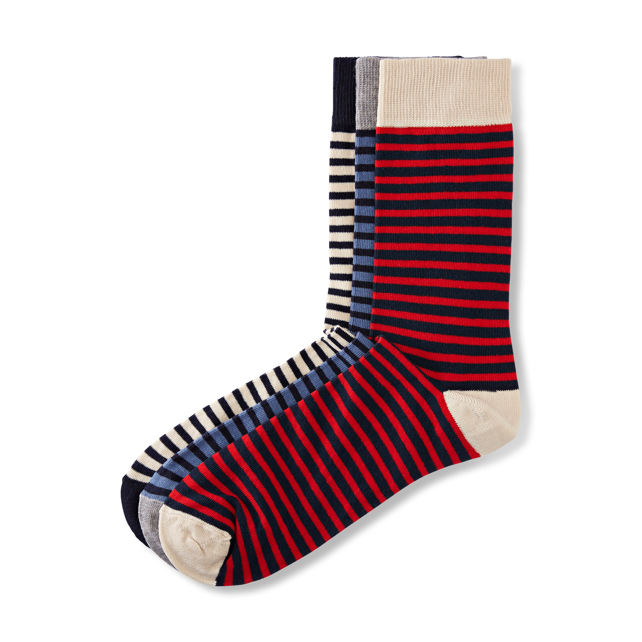 Strumpor med ränder, 3-pack, ONE SIZE