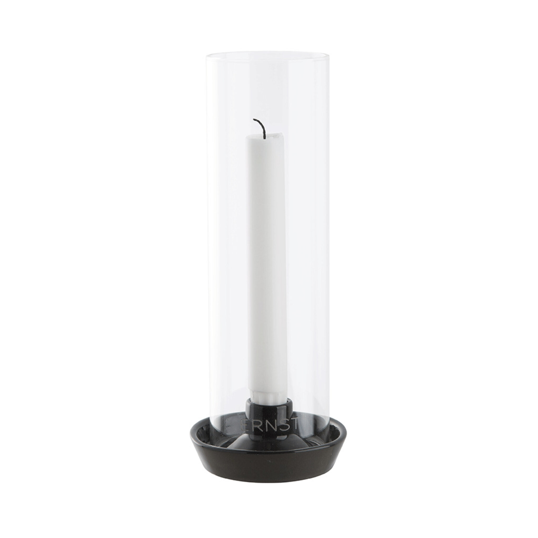 Ljusstake med glas, 23,5 cm, mörkgrå, D9 H23,5
