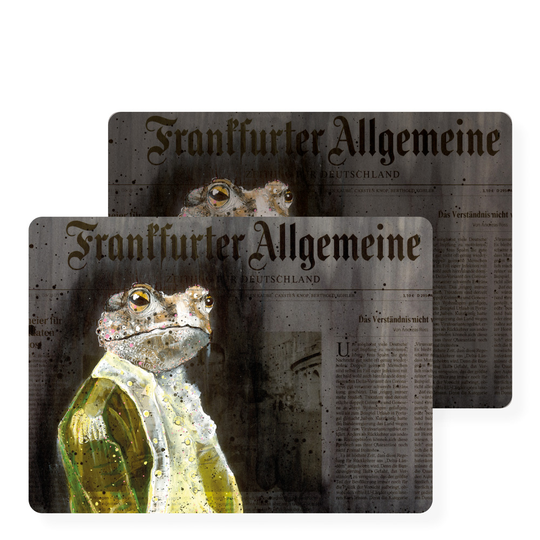 Lisa Törner Art - Bordstablett Frogs of Wall Street 30x40 cm 2-pack Svart