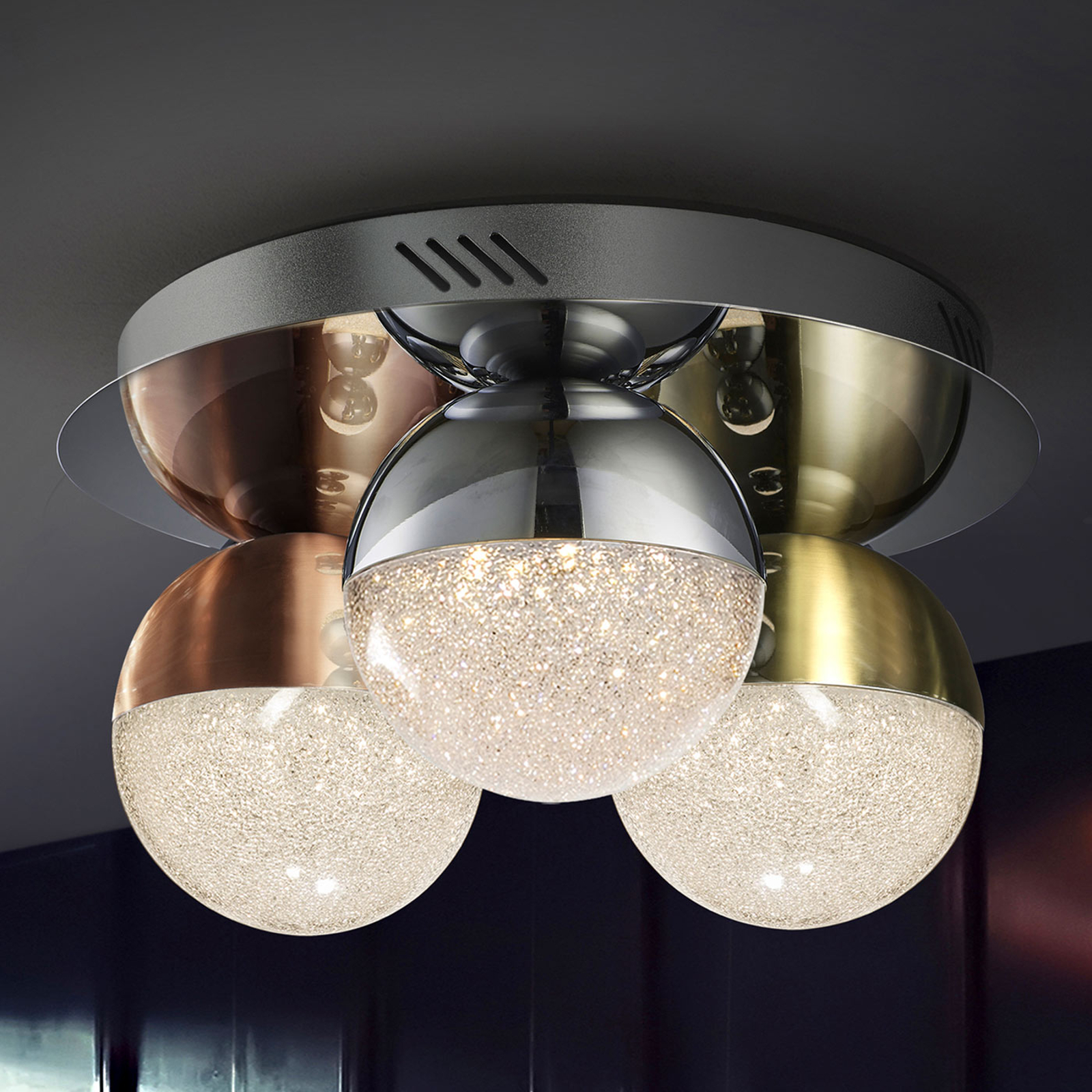 LED-taklampa Sphere, flerfärgat, 3 lampor
