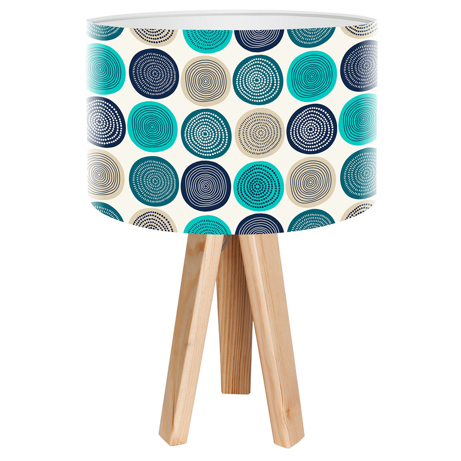 Trebent bordslampa Aqua med tryckt motiv