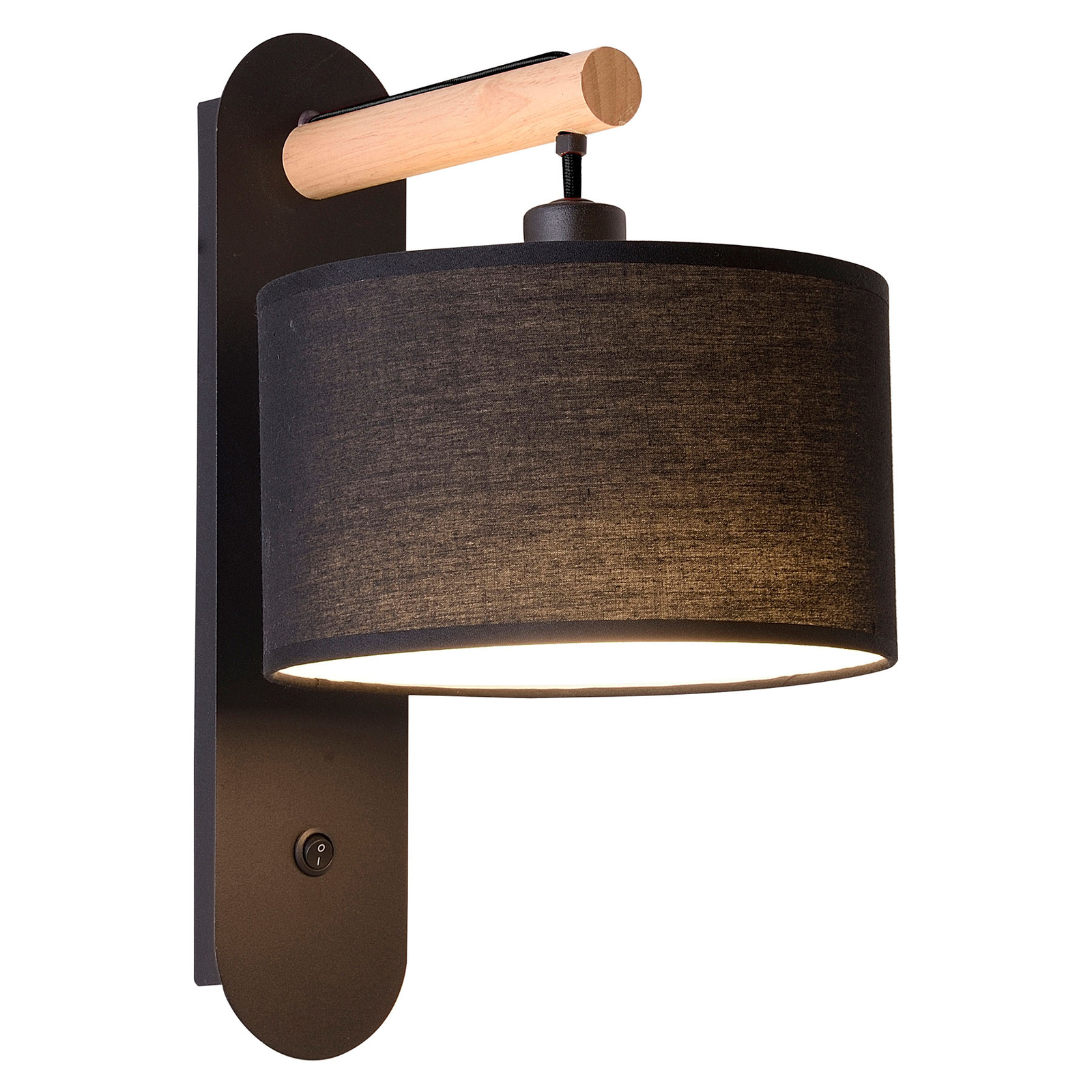Vägglampa Romeo med textilskärm, svart