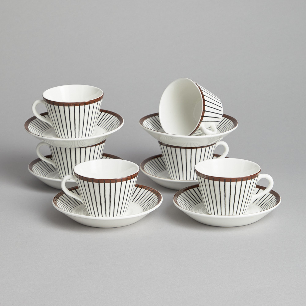Gustavsberg - "Spisa Ribb" Kaffekoppar med fat 6 st