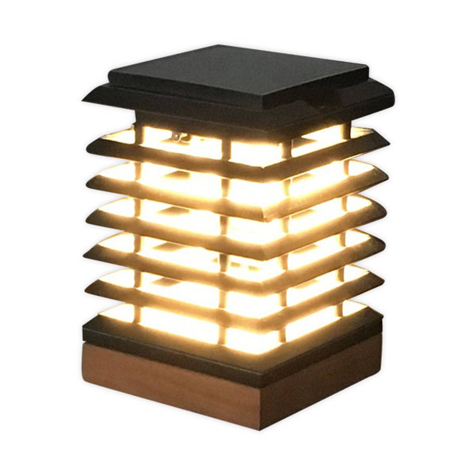 LED-solcellsbordslampa Tekura av teakträ