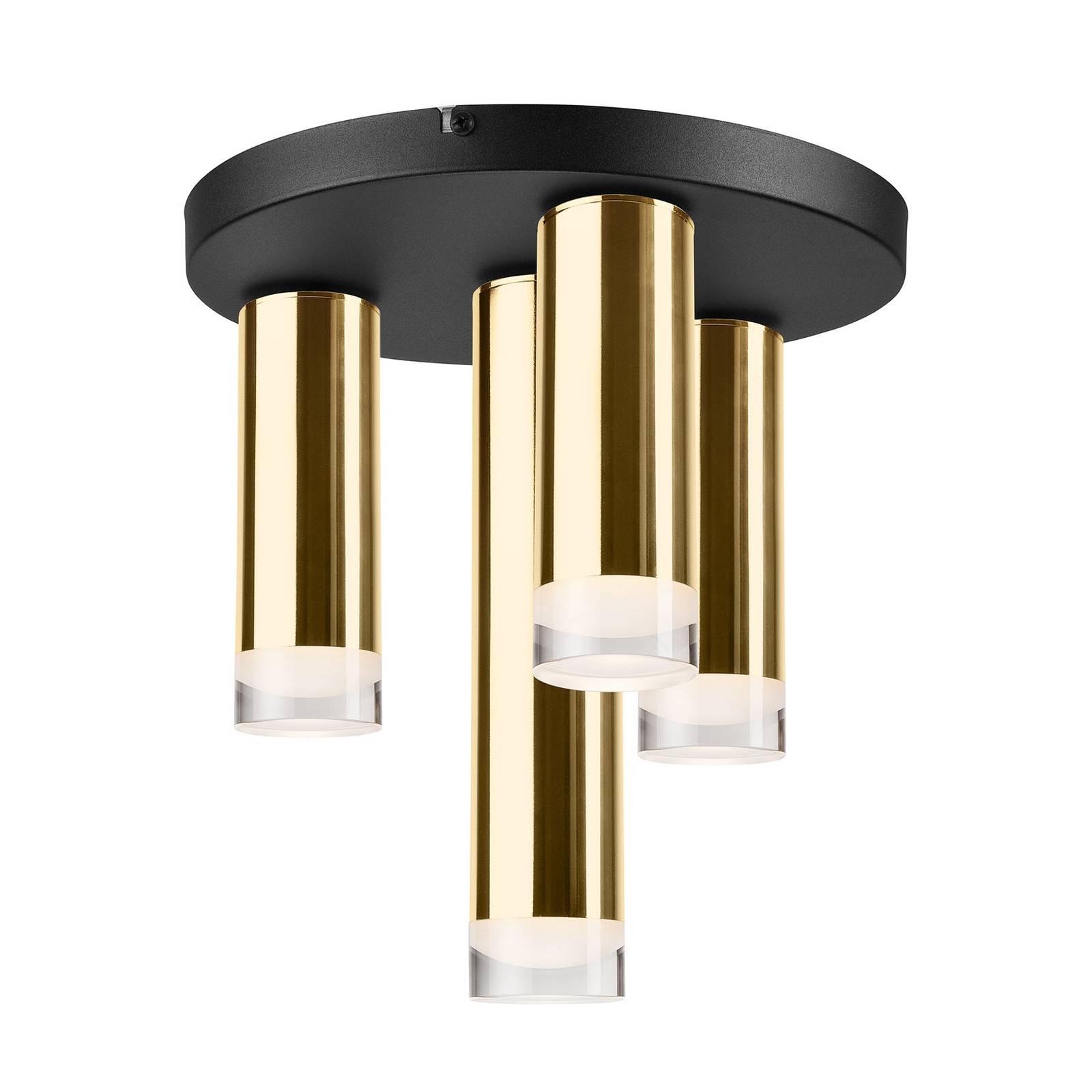 Taklampa Shine, 4 lampor, rund, guld