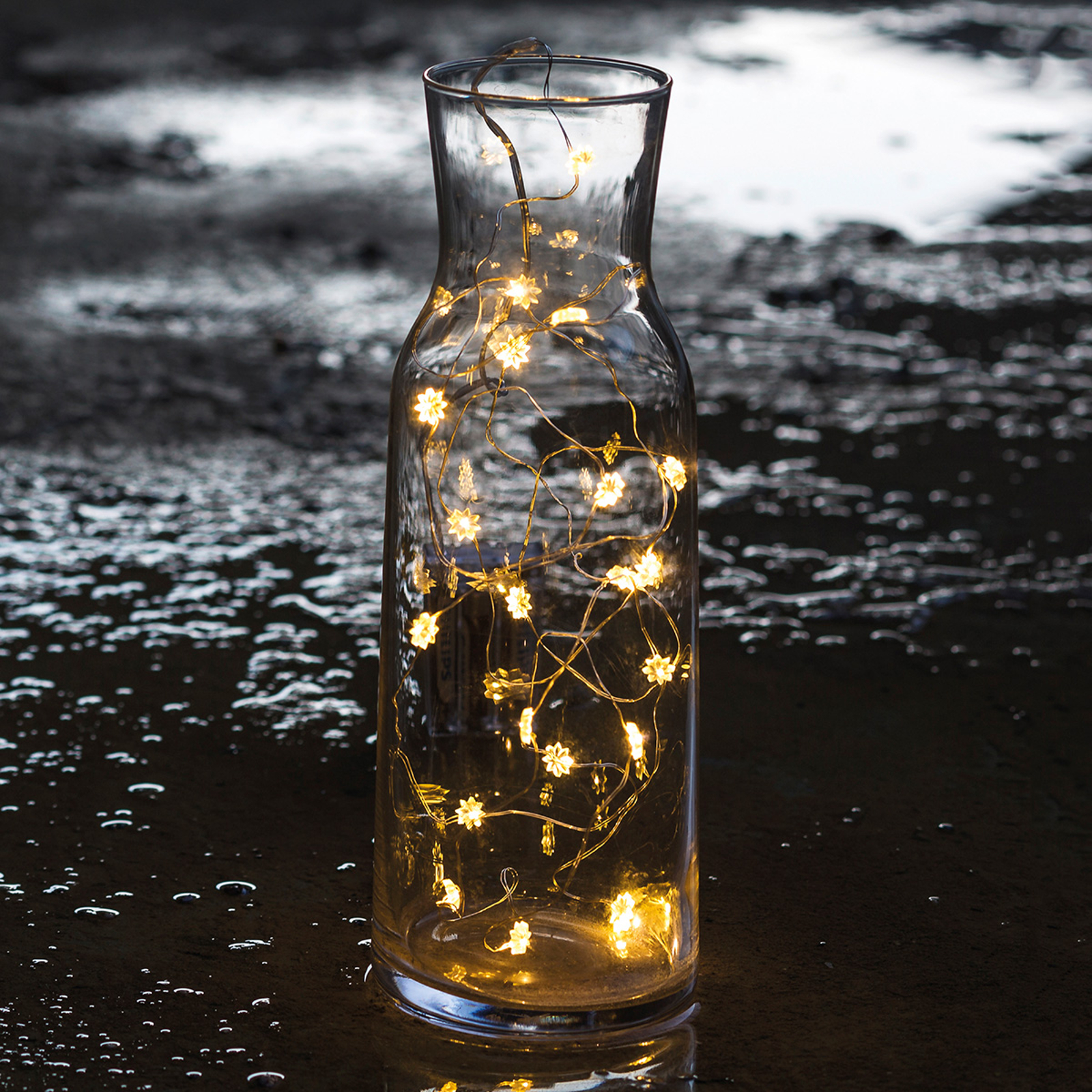 LED-ljusslinga Silke med blommor, 20 ljus