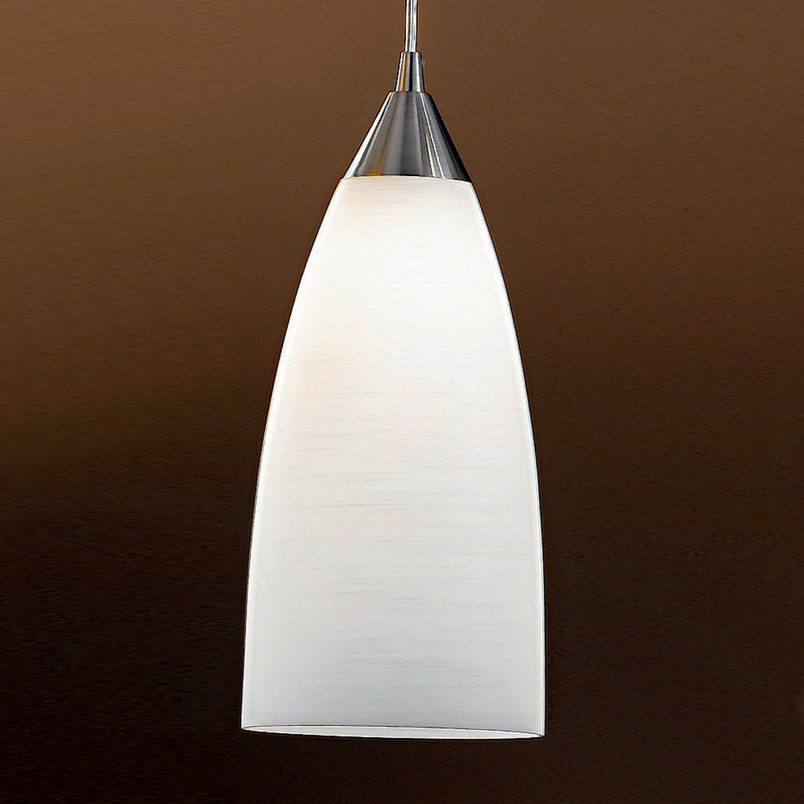 Strimmig glaspendellampa MADINA, D 15 cm vit