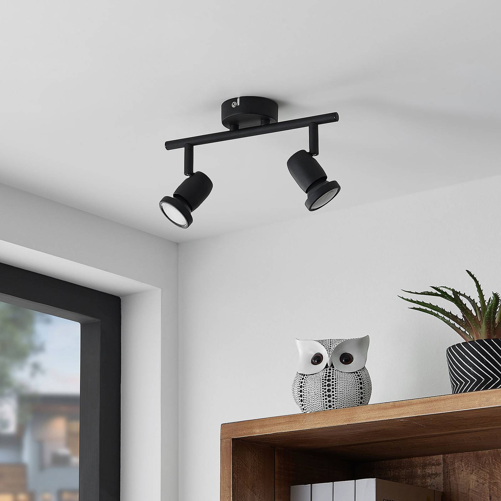 ELC Simano LED-vägglampa svart 2 lampor