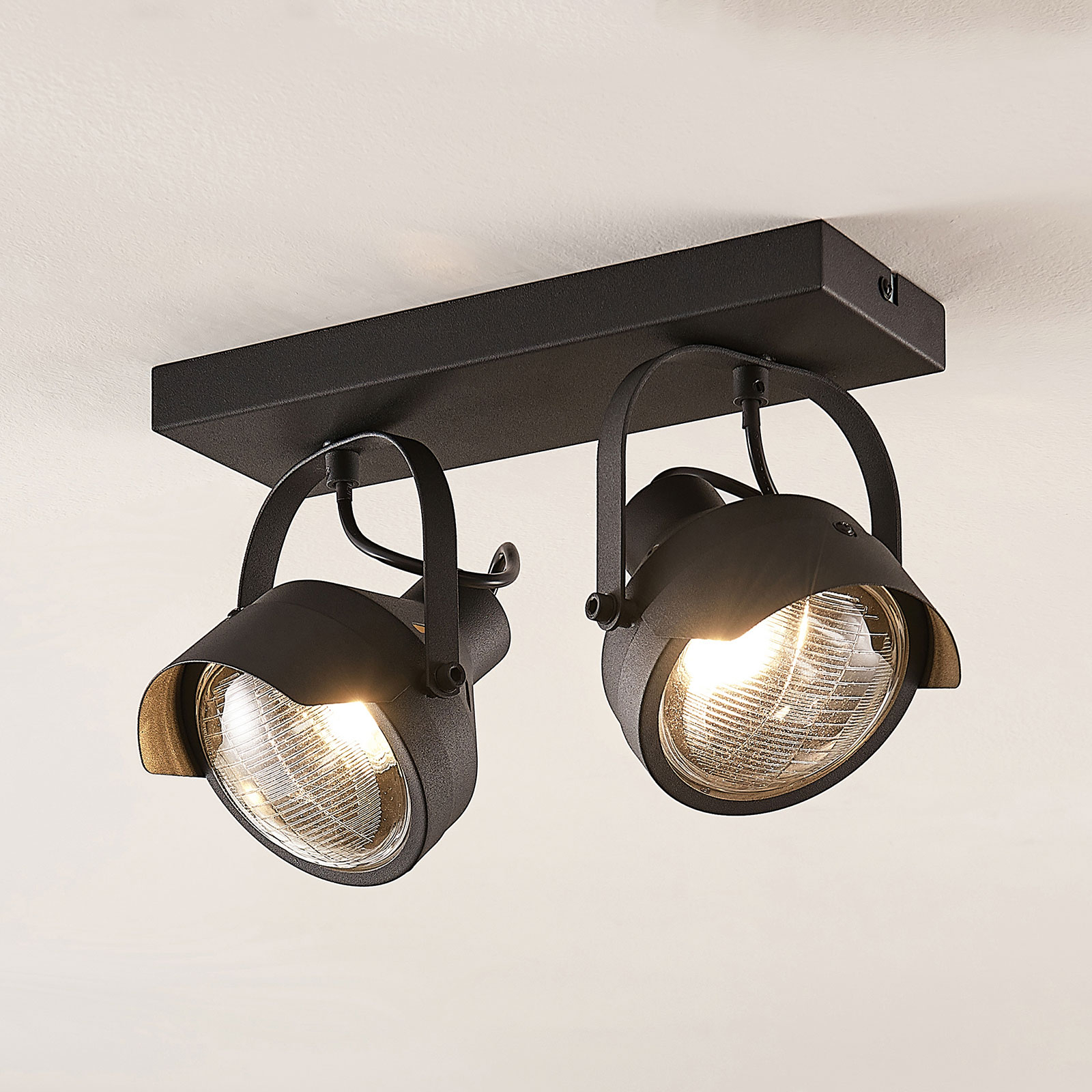 Takspotlight Henega, svart, 2 lampor