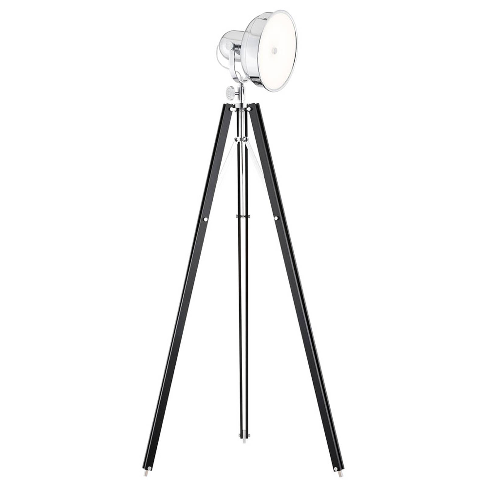 LED-golvlampa Forada trebent trä svart/krom
