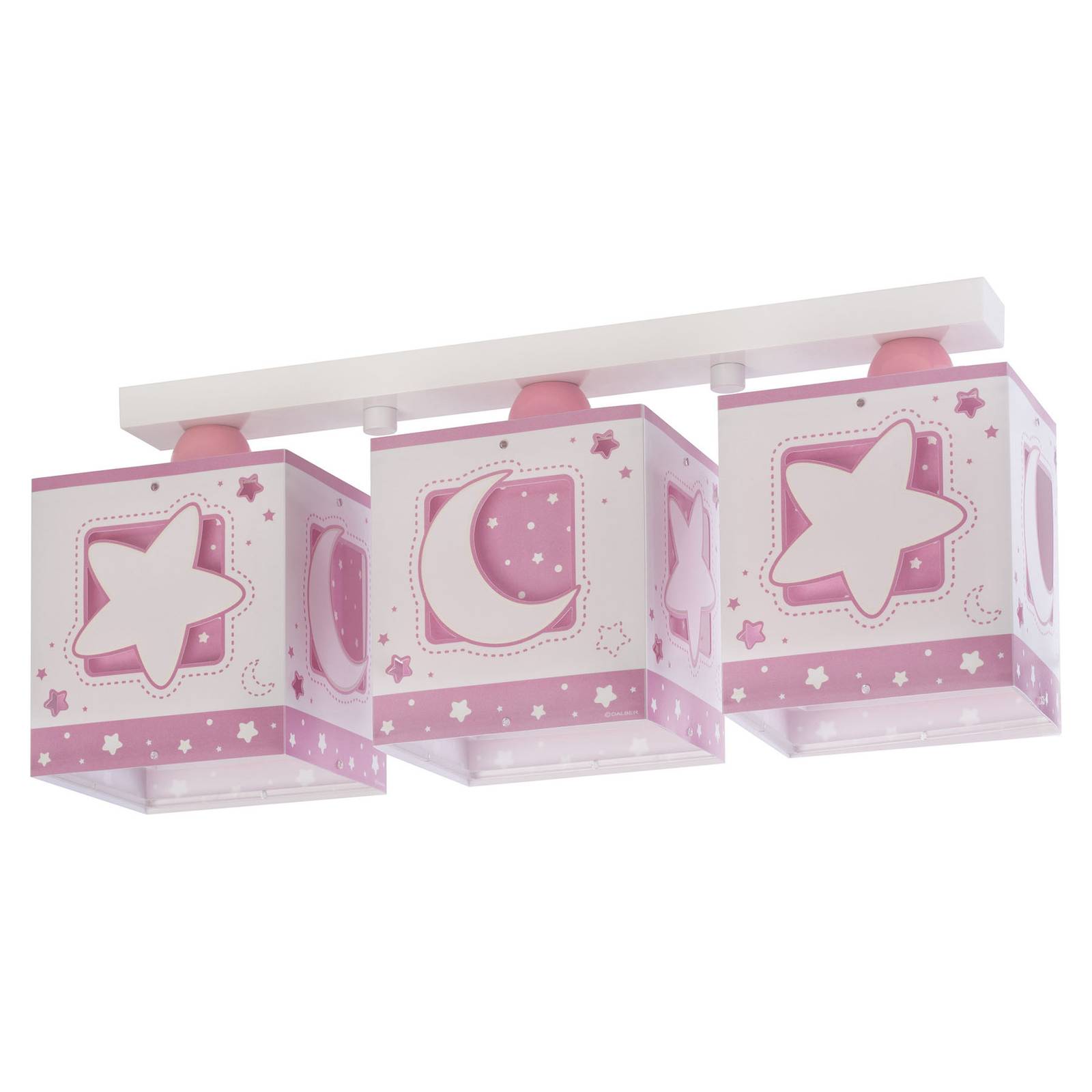 Taklampa för barnrum Moonlight, 3 lampor, rosa