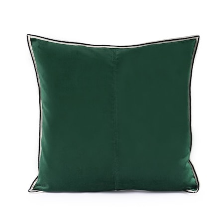 Kuddfodral Dark Green Striped Edge Velvet 50x50 cm