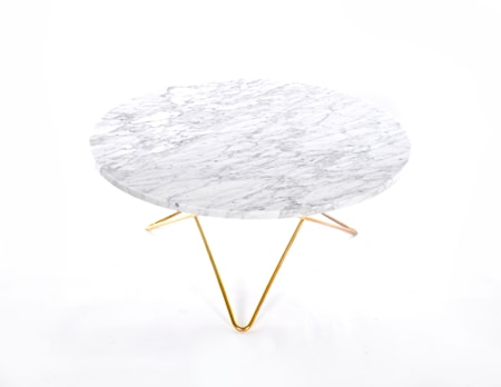 O Table Matbord Mässing/Vit Marmor Ø100