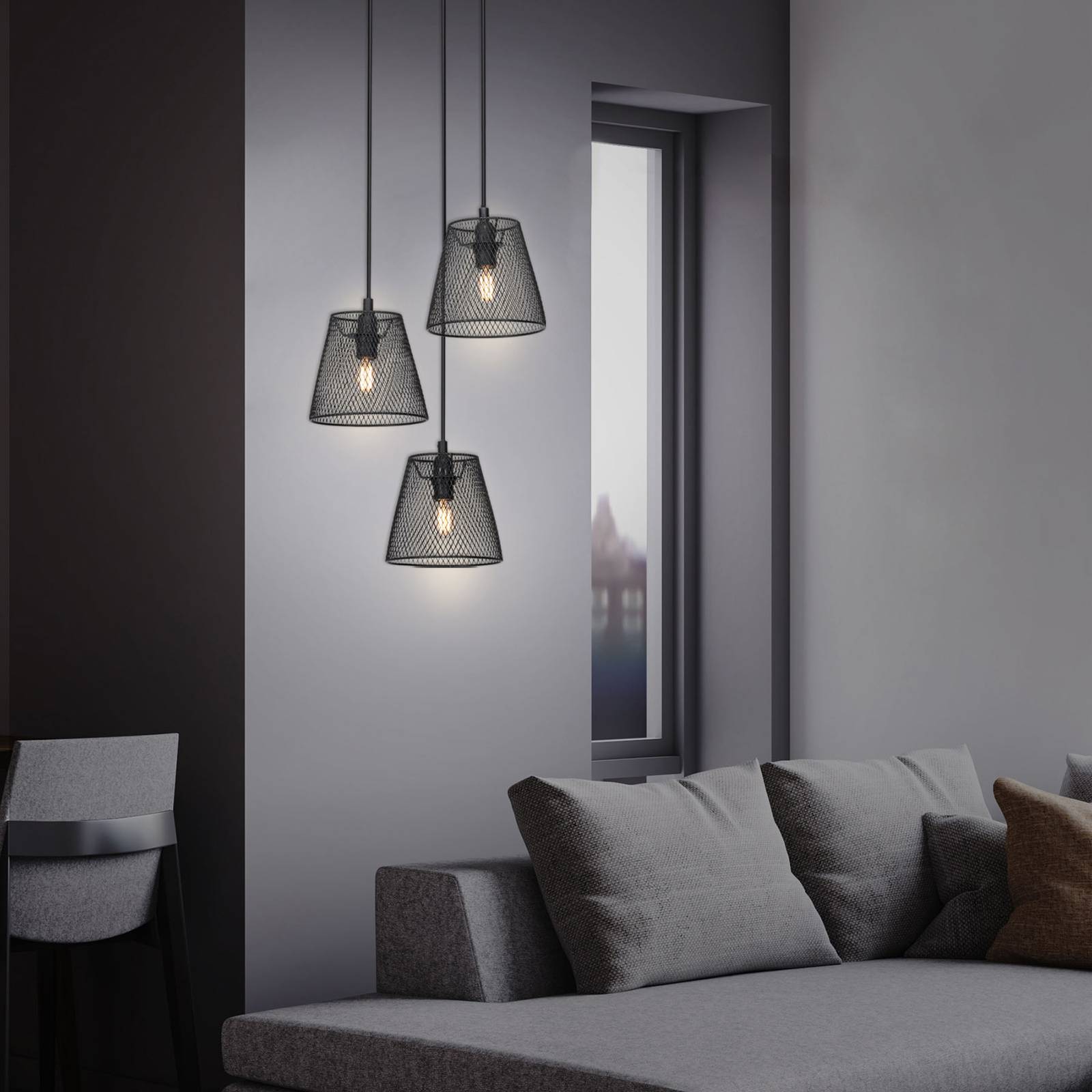 Hänglampa Wood & Style 4074, rund, 3 lampor