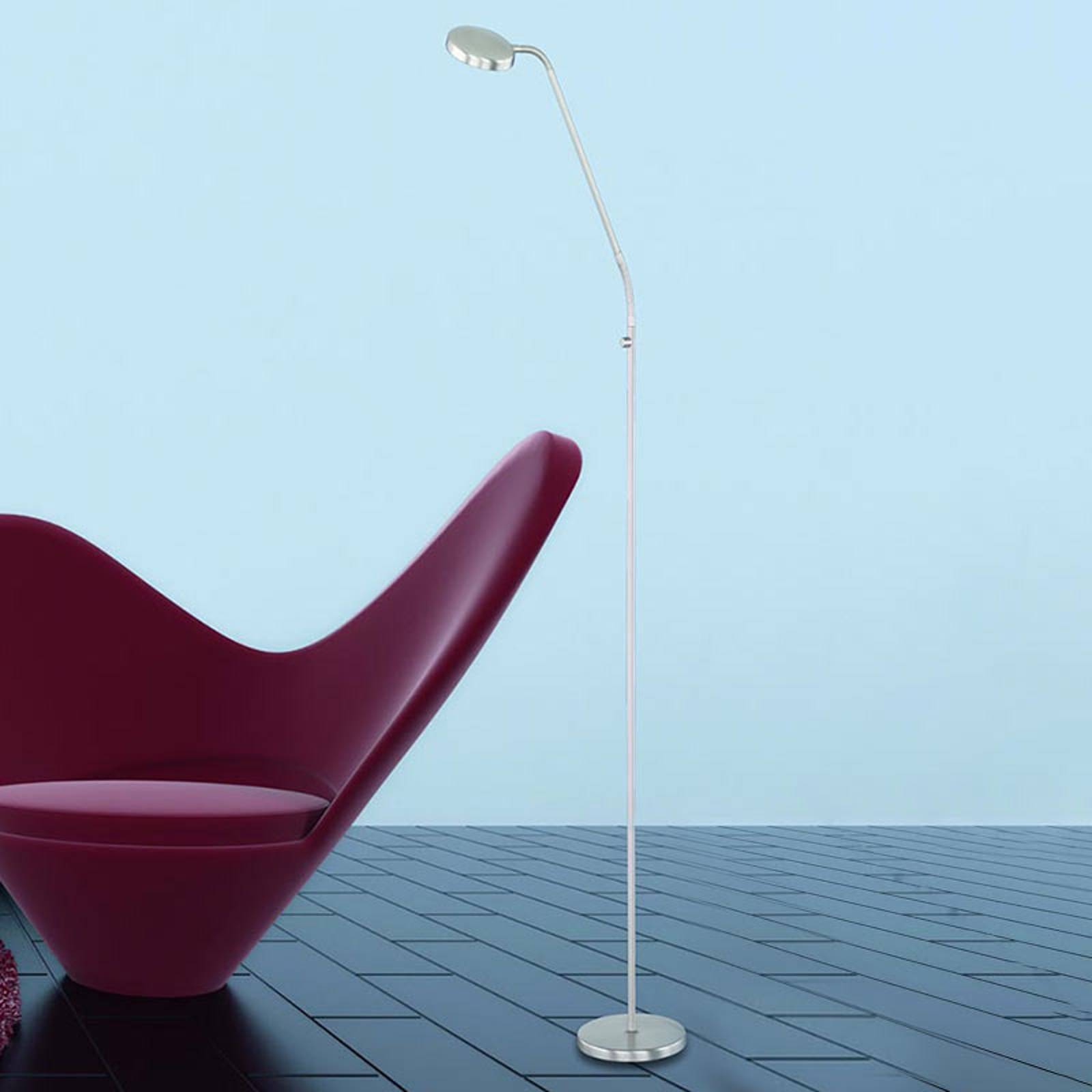 LED-golvlampa SENO i nickel, matt krom