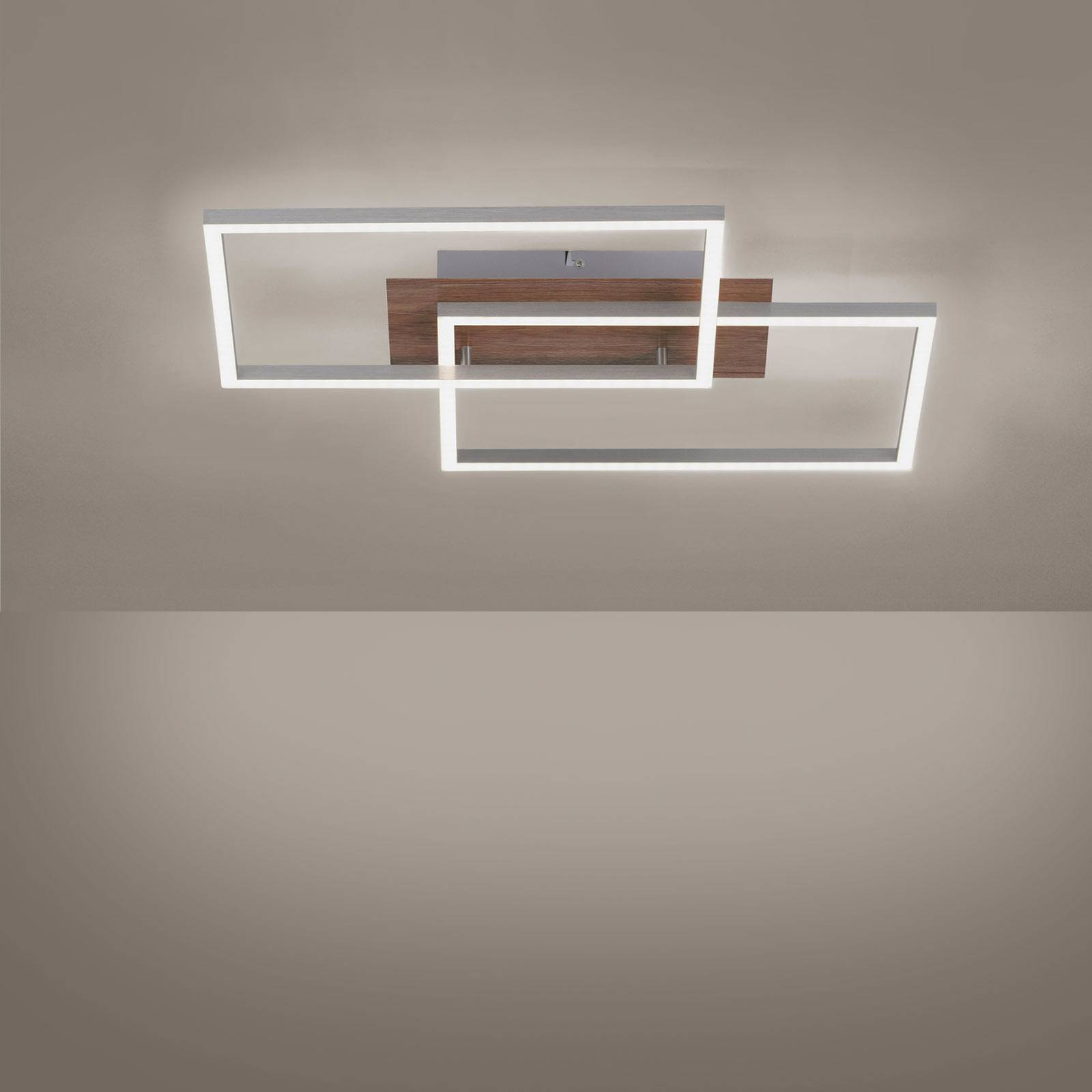 LED-taklampa Iven trädekor/stål, 2 lampor kvadrat