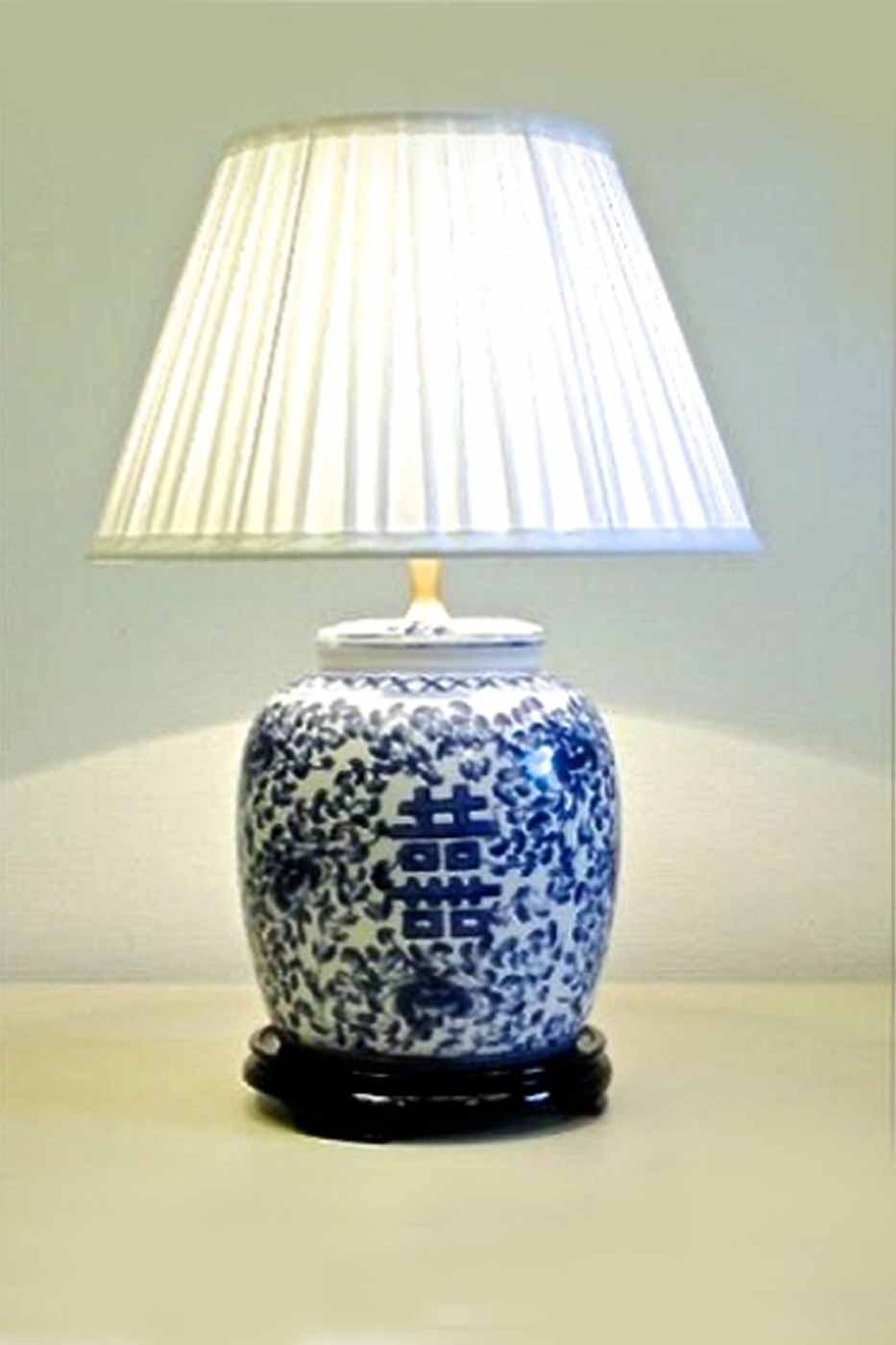 Lampfot Kina 30cm blå/vit