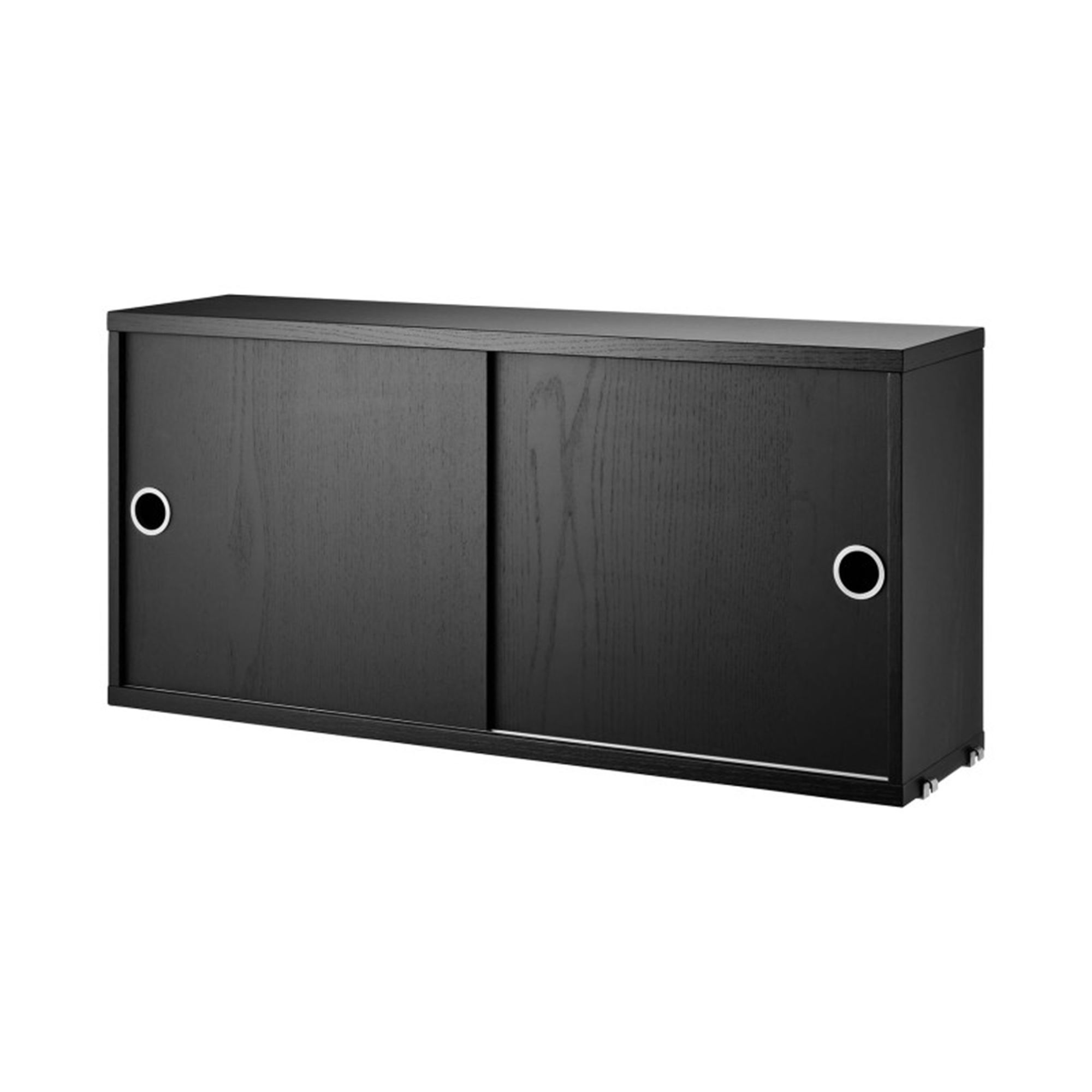 String Skåp m skjutdörrar 78x20x37 svartbetsad