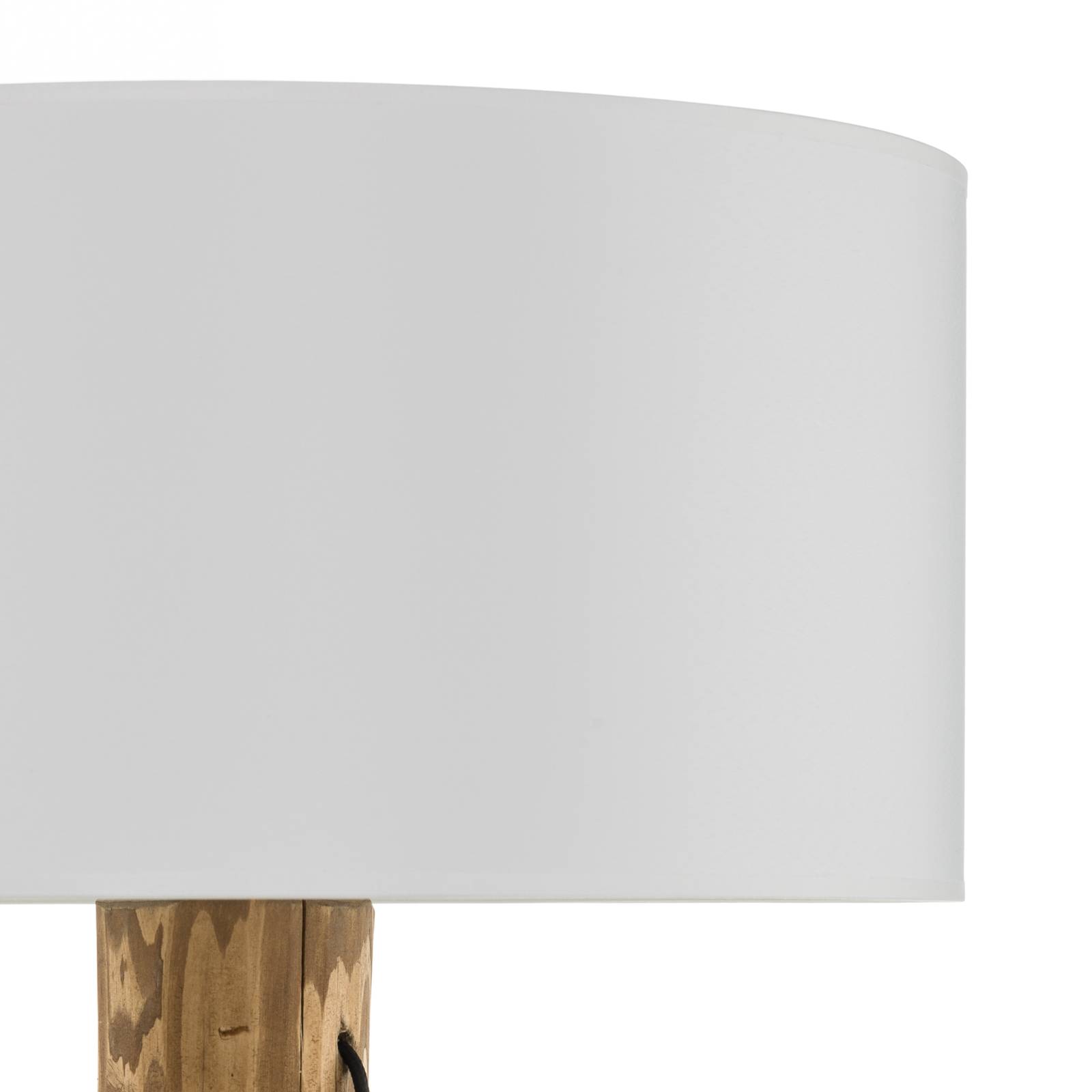 Golvlampa Pino Simple, vit skärm, brun fot