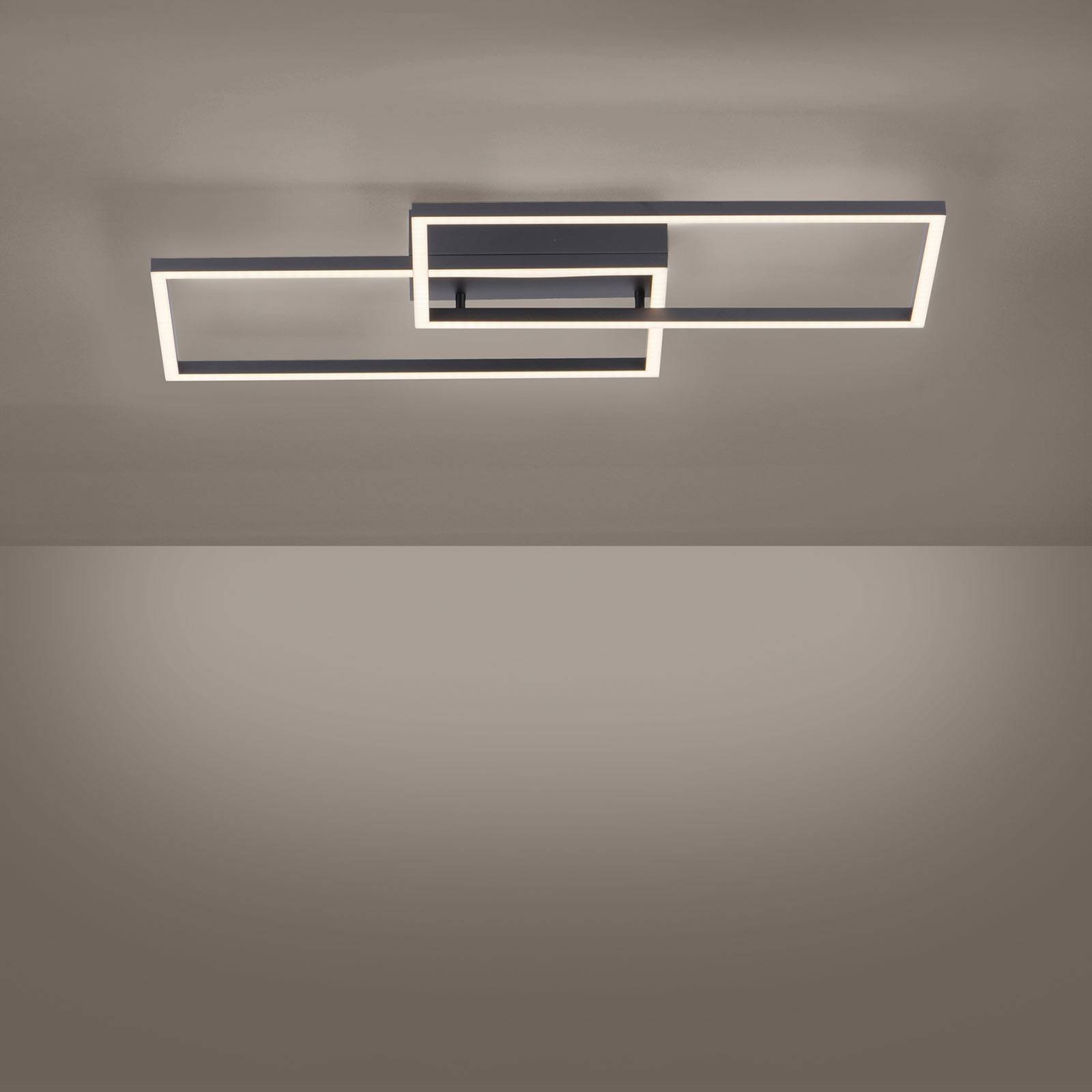LED-taklampa Iven, svart 2 lampor rektangel