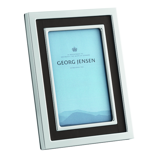 Georg Jensen - Manhattan Fotoram Liten 20x15 cm Rostfritt stål/Läder/Skinn