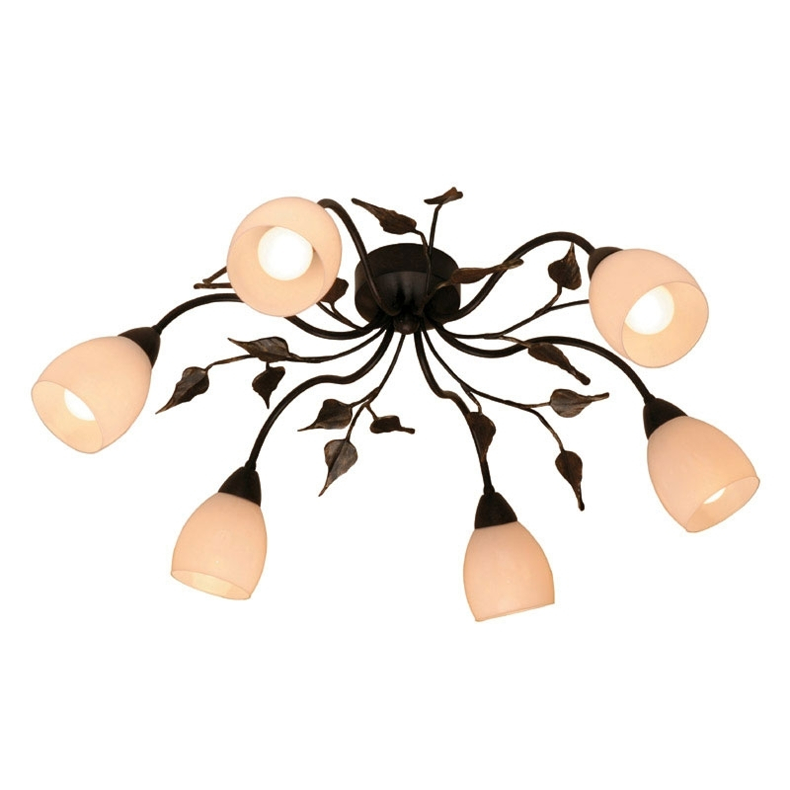 Floral plafondlampa CHALEET med tulpanglaskupor