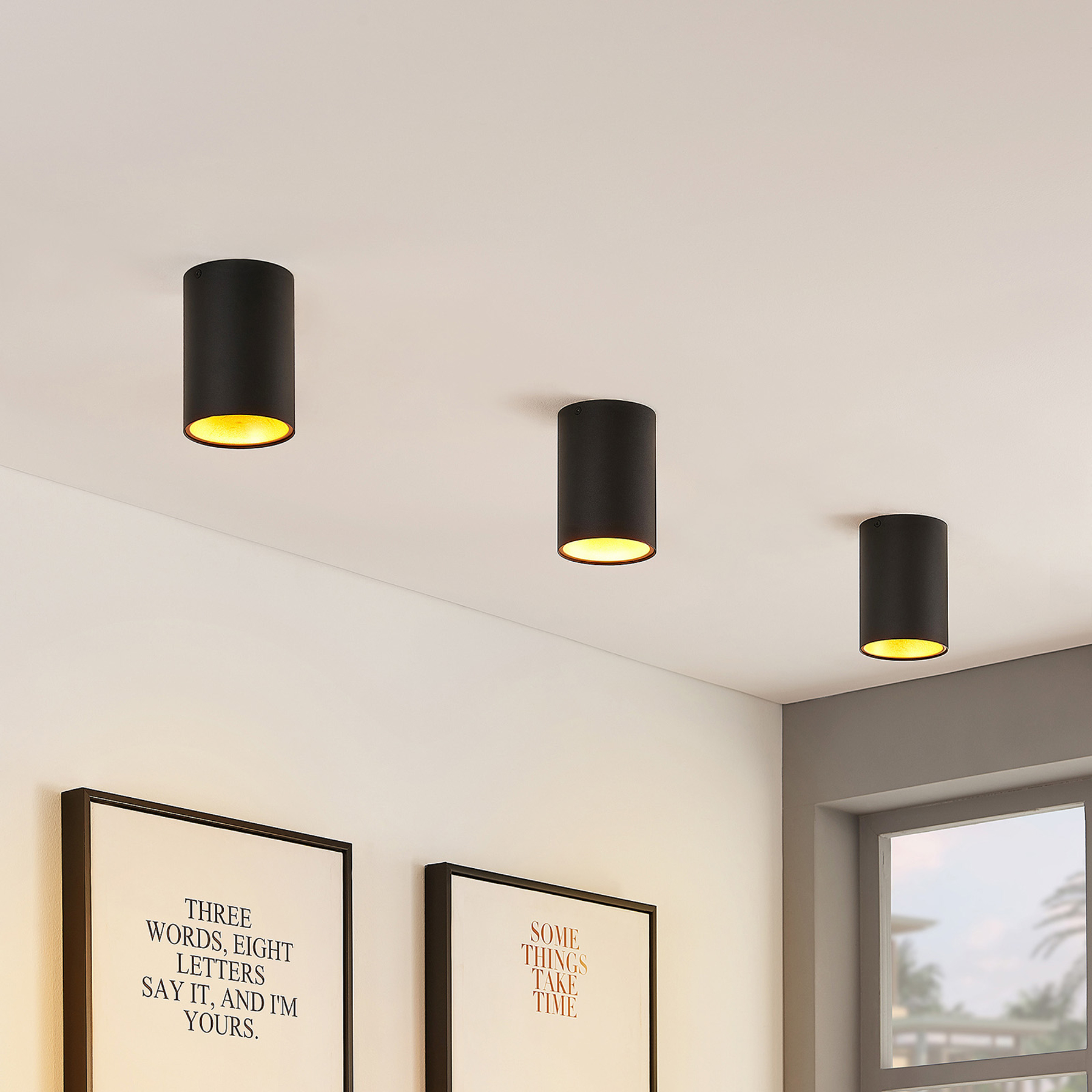ELC Maylou downlight, rund, svart guld, GU10