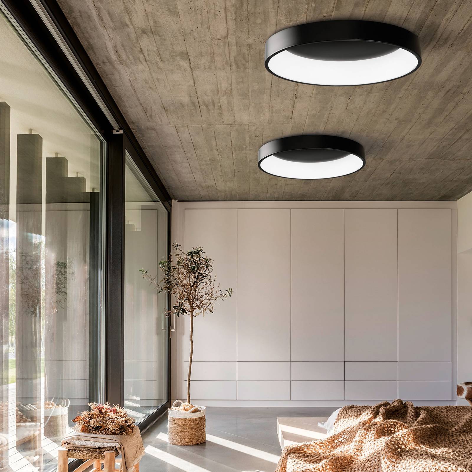 LED-taklampa Dilga DALI Ø 60 cm Casambi svart