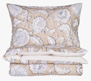Flowery påslakanset i bomull sand
