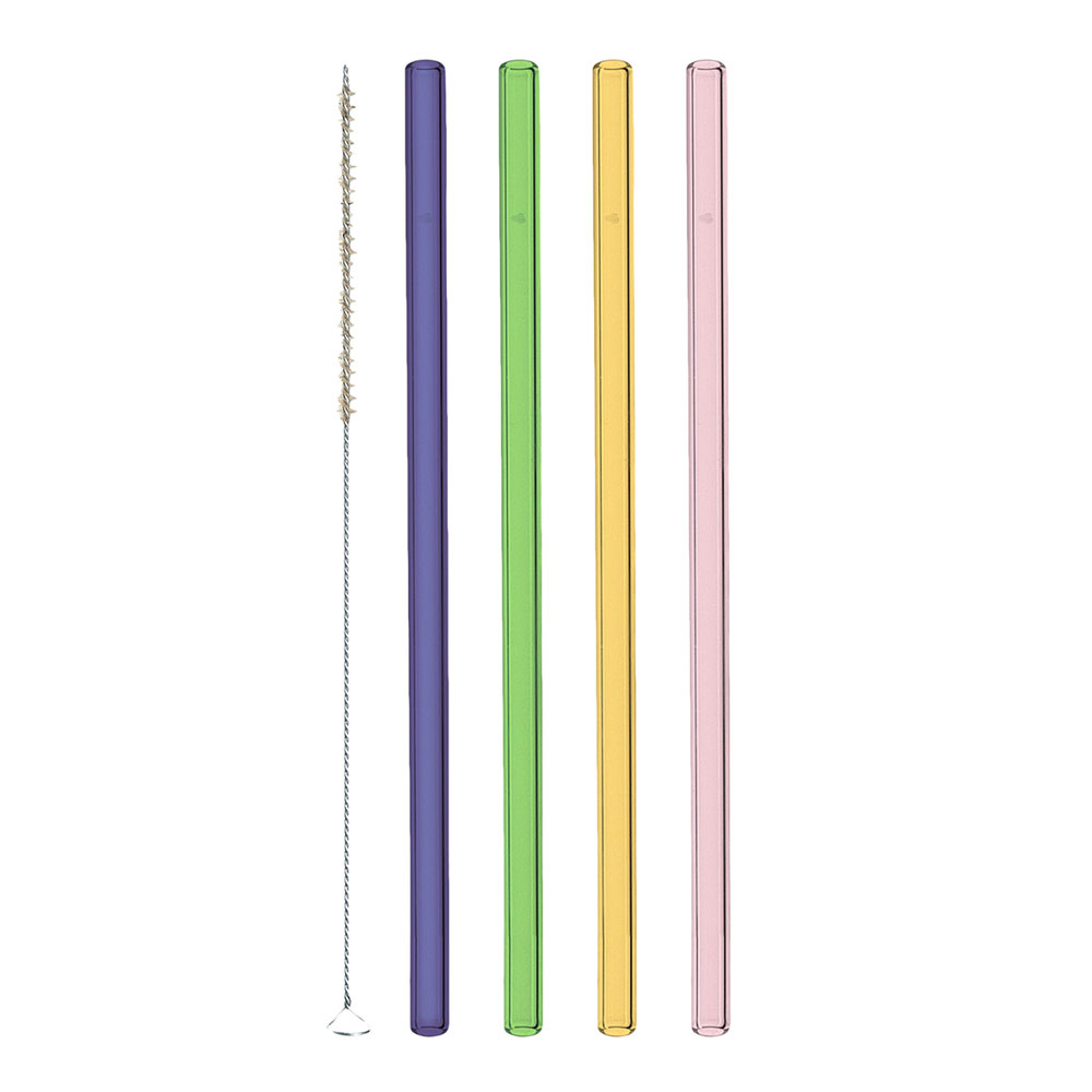 Leonardo - Ciao Sugrör i glas 20 cm + Borste 4-pack Flerfärgad